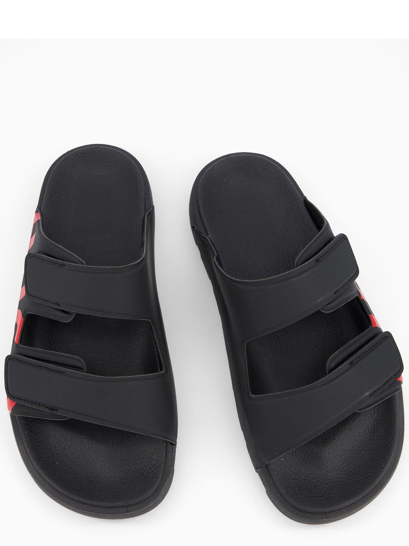Image 3 of 6 of HUGO Men's Evander Two Strap Logo Sandals - Black