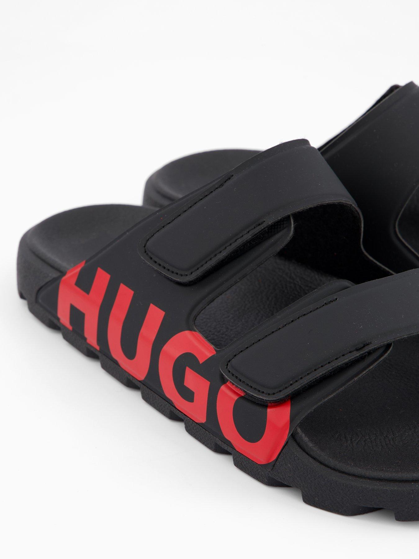 Image 5 of 6 of HUGO Men's Evander Two Strap Logo Sandals - Black