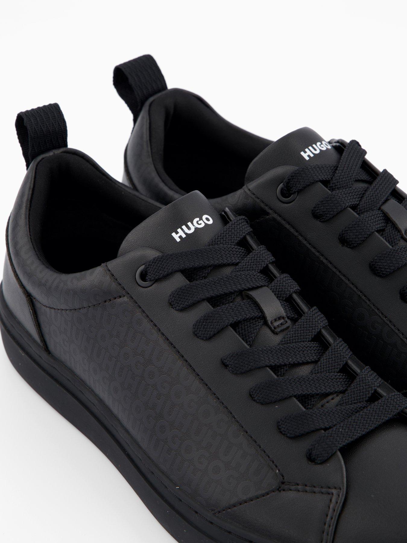 Image 5 of 7 of HUGO Men's Morrie Tenn Monogram Leather Trainers - Black