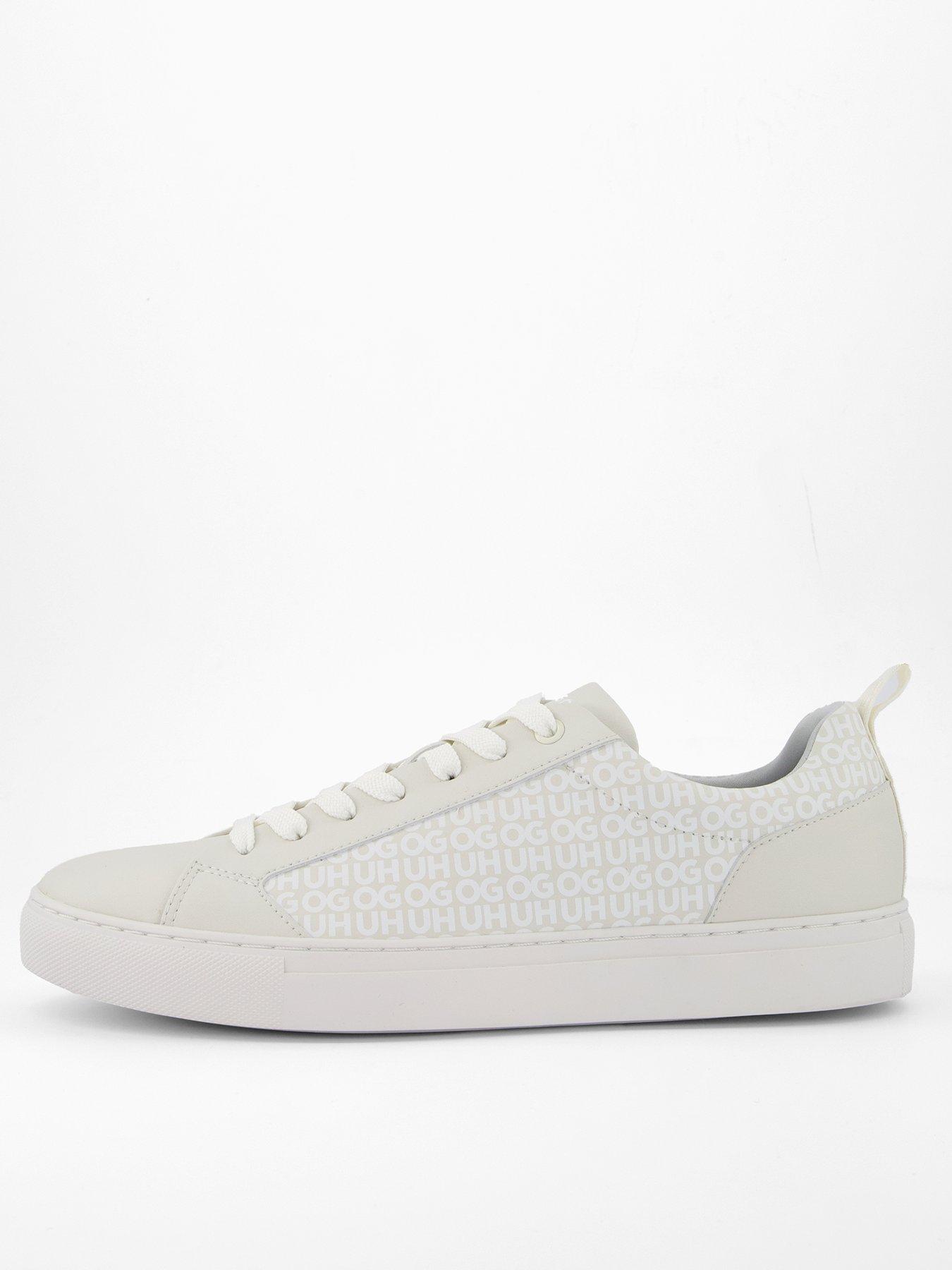 Image 1 of 7 of HUGO Men's Morrie Tenn Monogram Leather Trainers- White