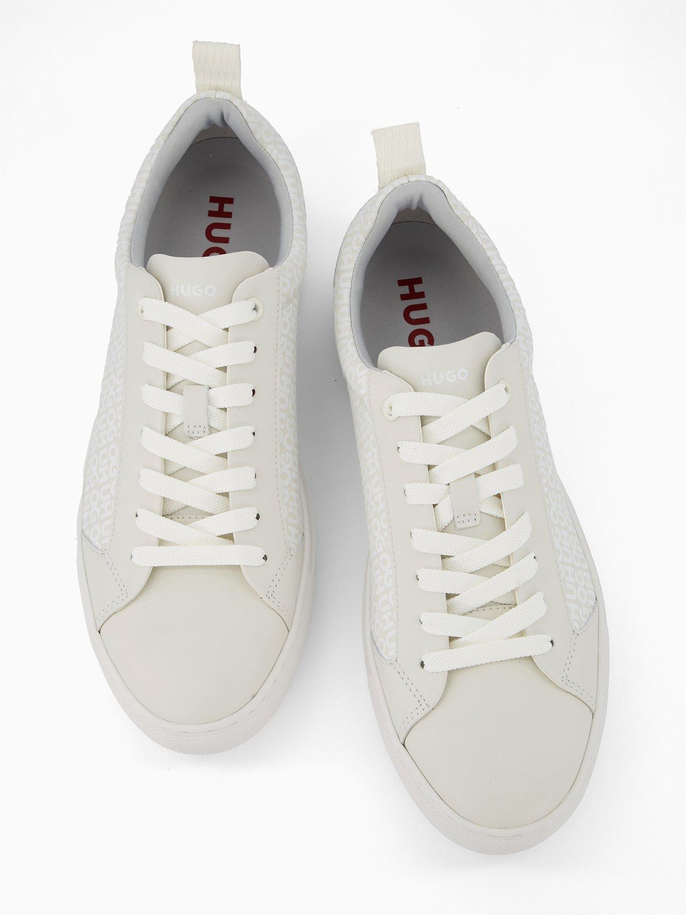 Image 3 of 7 of HUGO Men's Morrie Tenn Monogram Leather Trainers- White