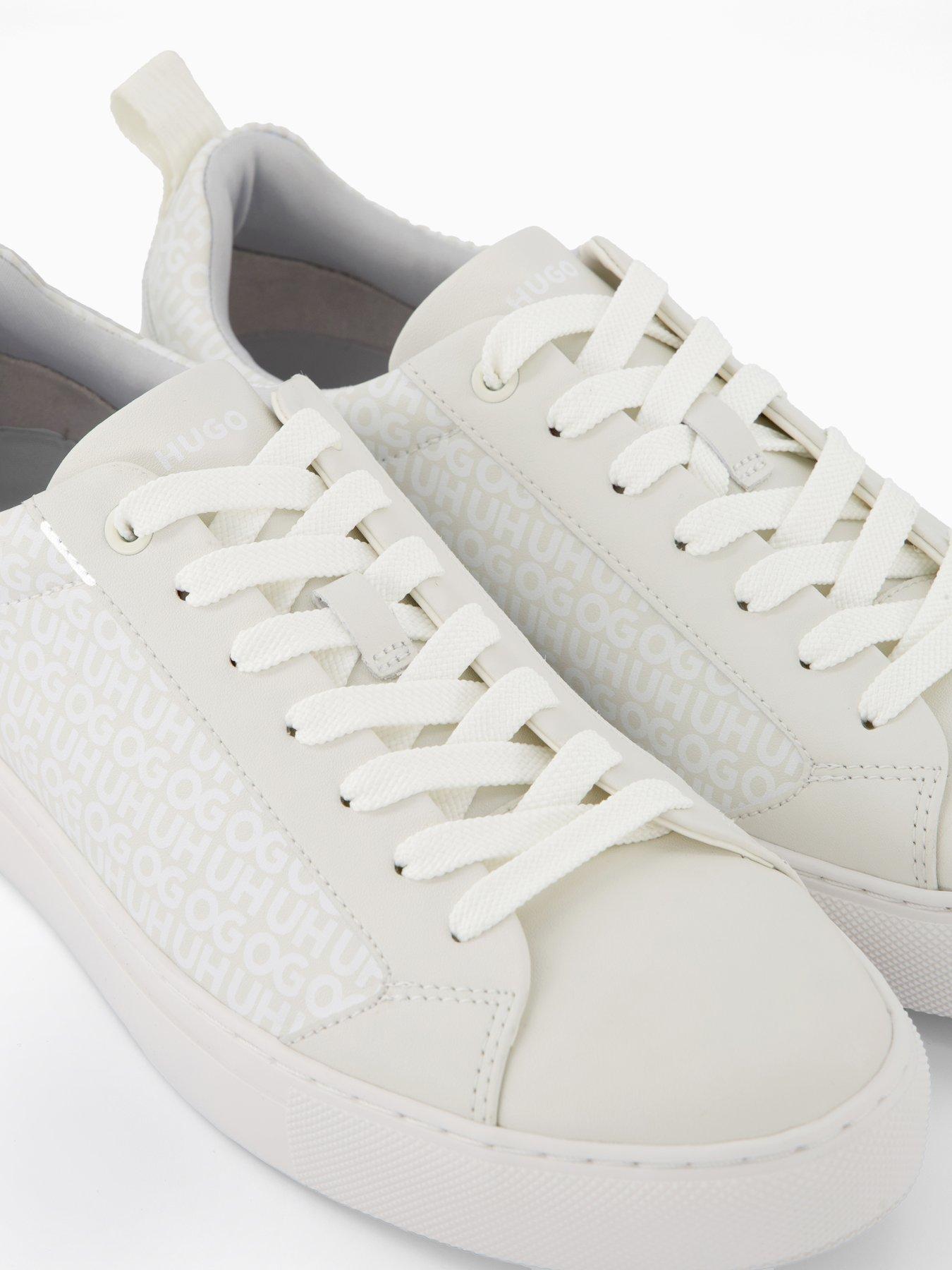 Image 5 of 7 of HUGO Men's Morrie Tenn Monogram Leather Trainers- White