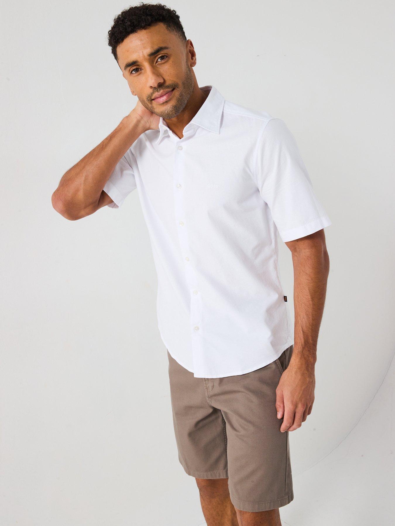 Image 1 of 6 of BOSS Rash Short Sleeve Regular Fit Shirt - White