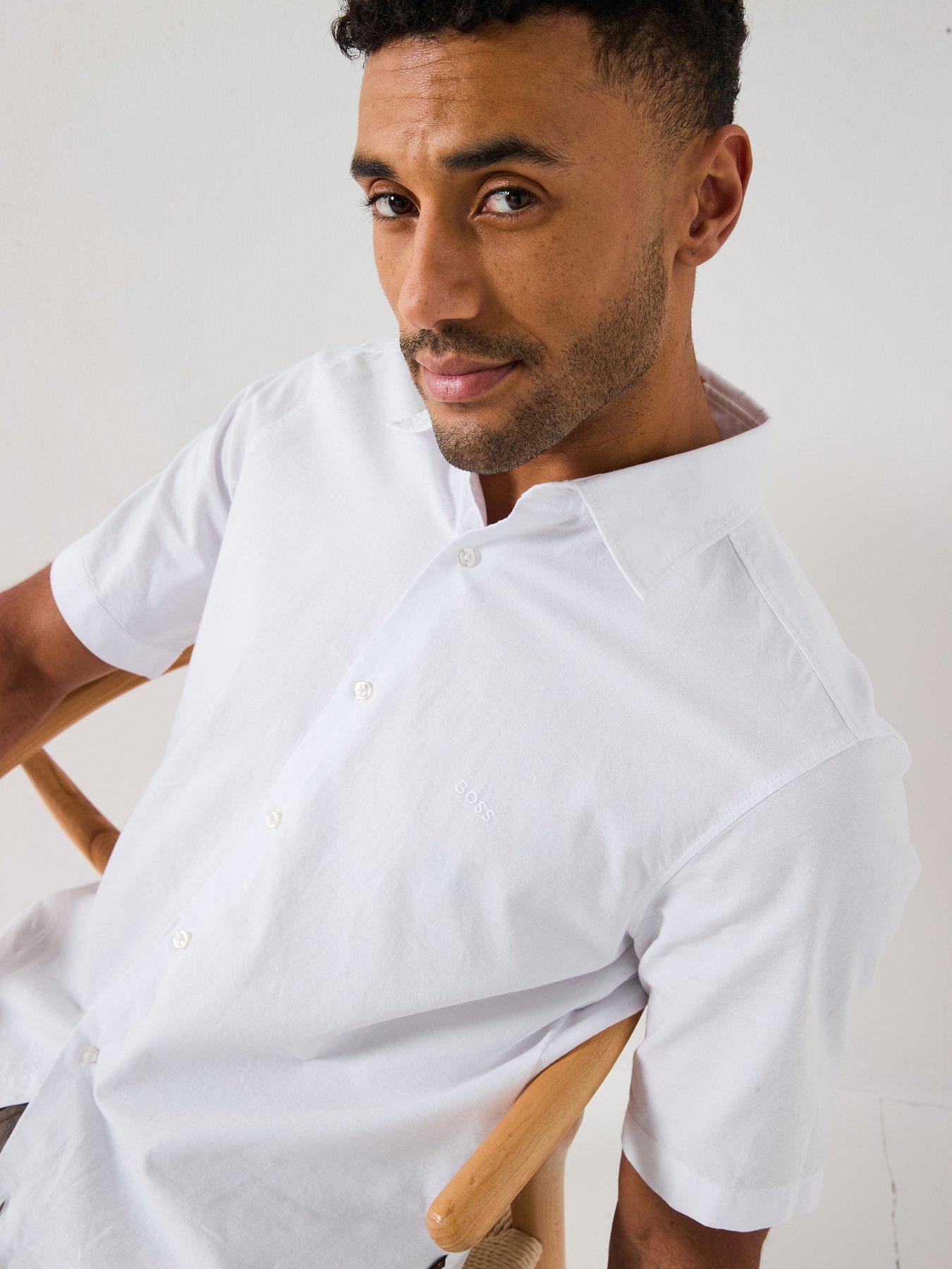 Image 6 of 6 of BOSS Rash Short Sleeve Regular Fit Shirt - White