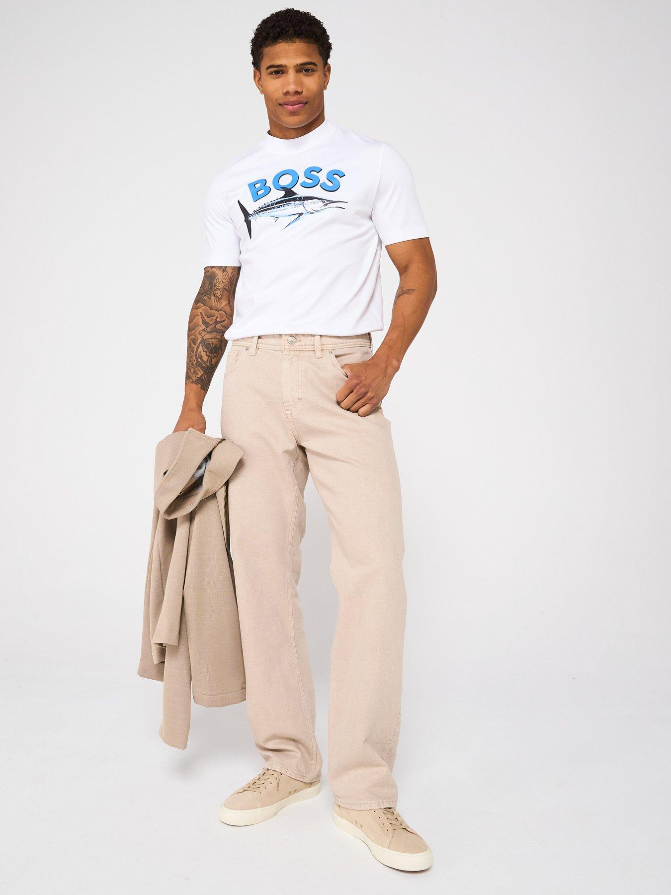 Image 3 of 5 of BOSS Fish Logo T-Shirt - White/Natural