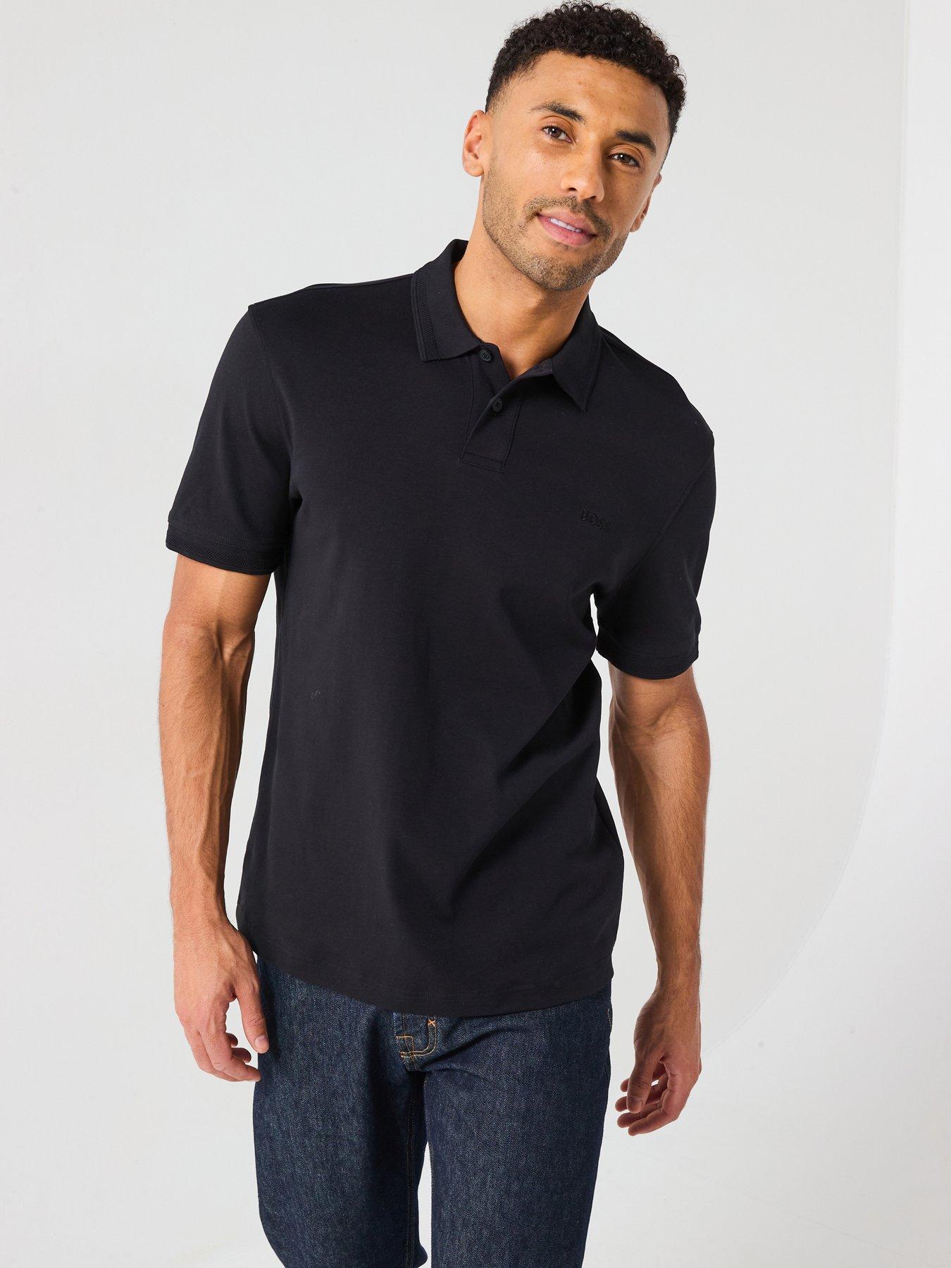 BOSS Pe_Interlock Tonal Logo Polo Shirt - Black