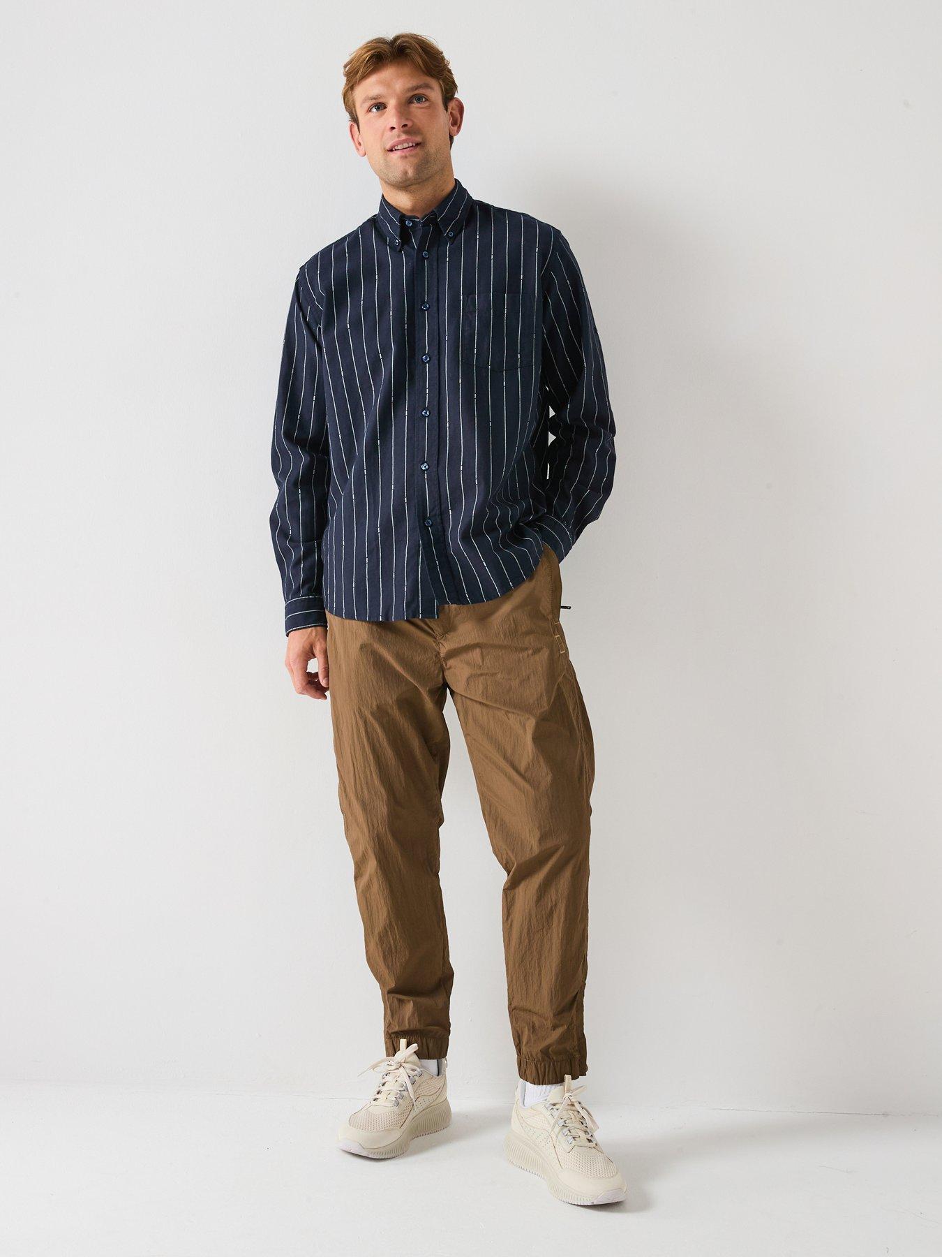 Image 3 of 6 of BOSS Lambey Thin Stripe Regular Fit Casual Shirt - Dark Blue
