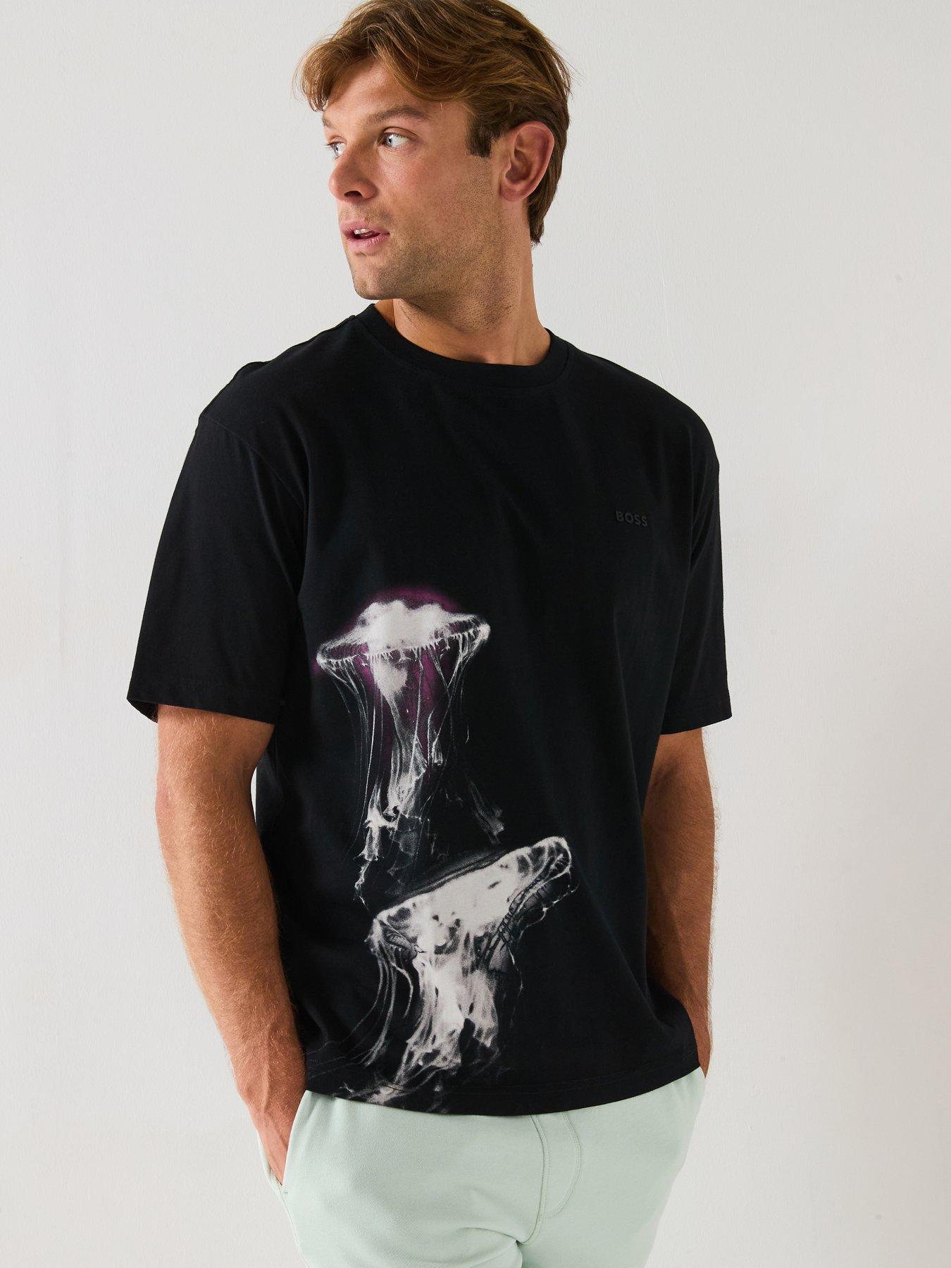 Image 1 of 6 of BOSS Jellyfish Print T-Shirt- Black
