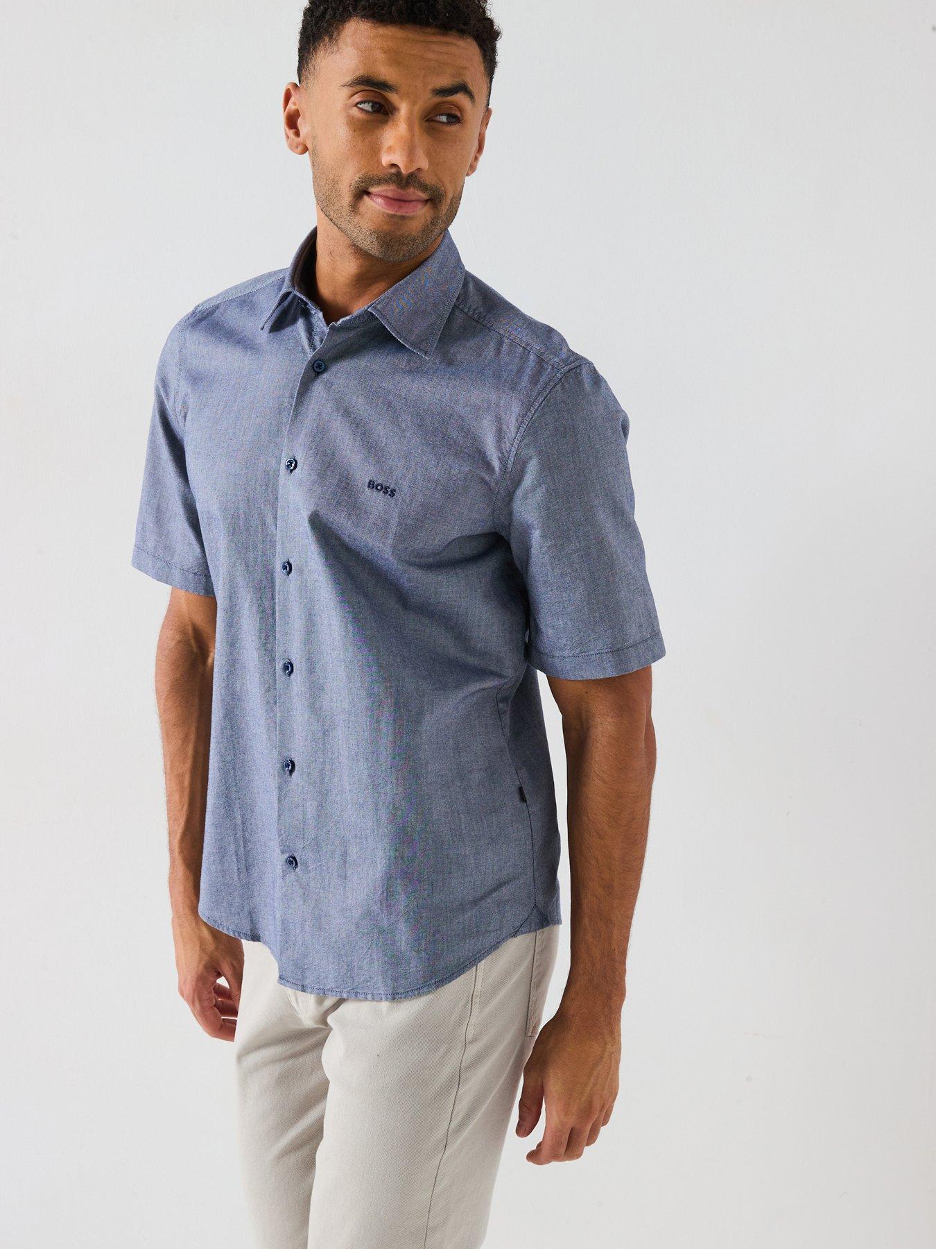 Image 1 of 5 of BOSS Rash Short Sleeve Regular Fit Shirt - Navy