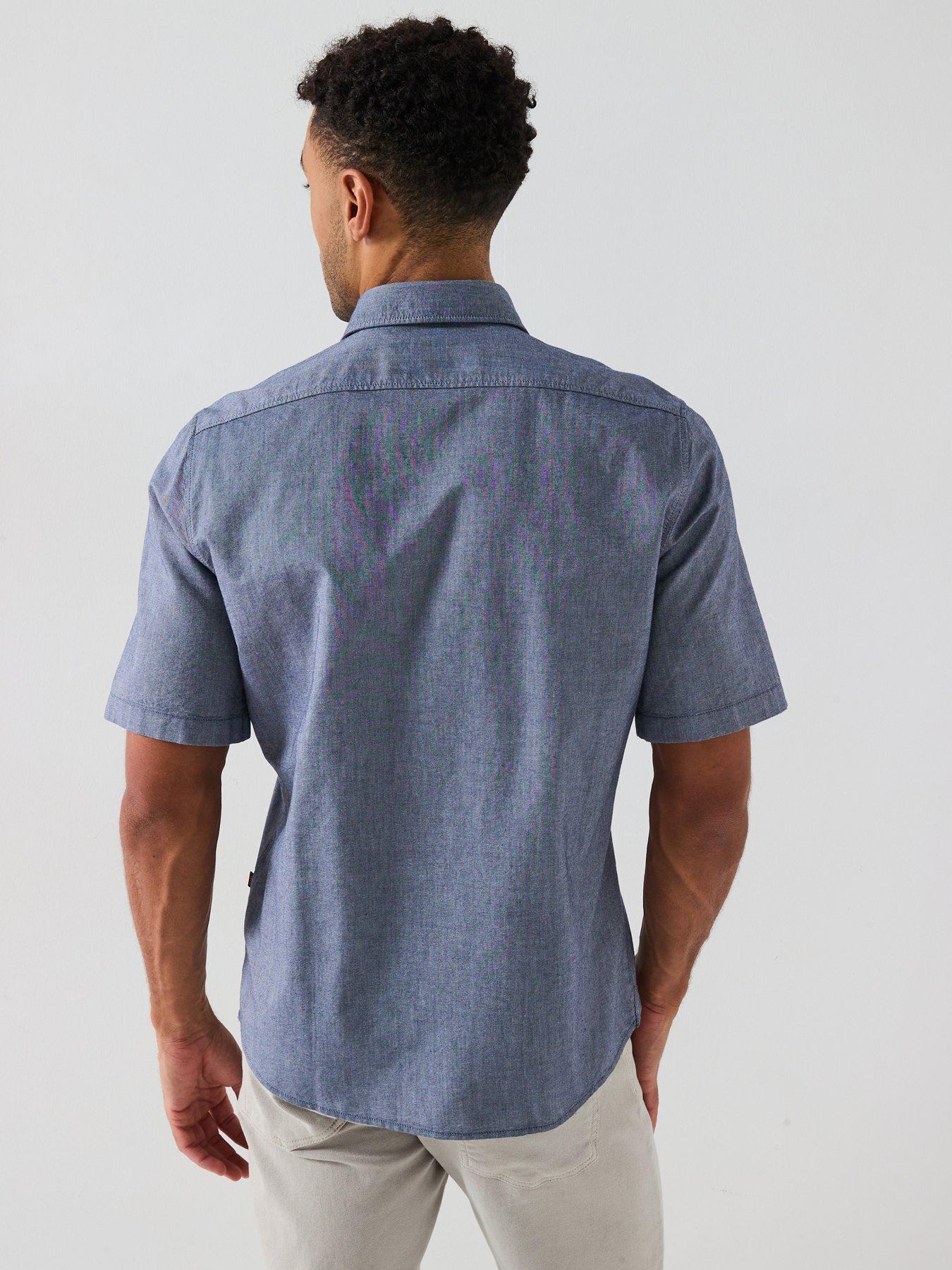 Image 2 of 5 of BOSS Rash Short Sleeve Regular Fit Shirt - Navy