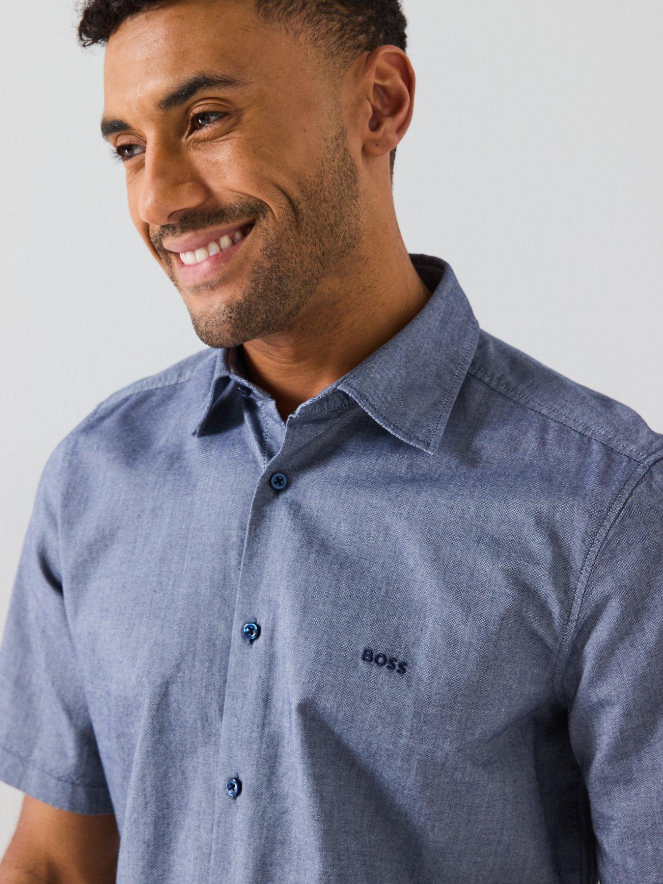 Image 4 of 5 of BOSS Rash Short Sleeve Regular Fit Shirt - Navy