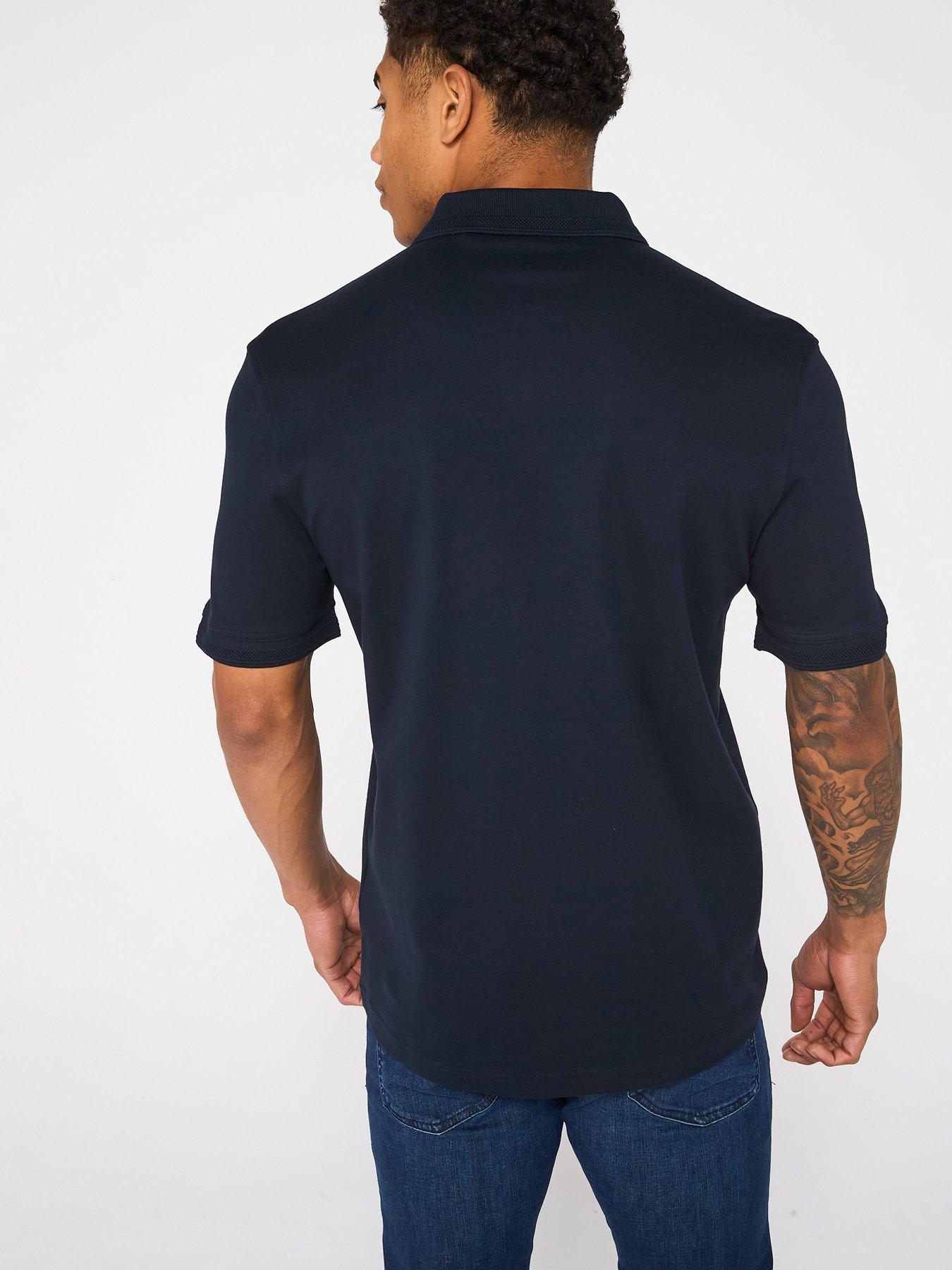 Image 2 of 5 of BOSS Interlock Tonal Logo Polo Shirt - Dark Blue