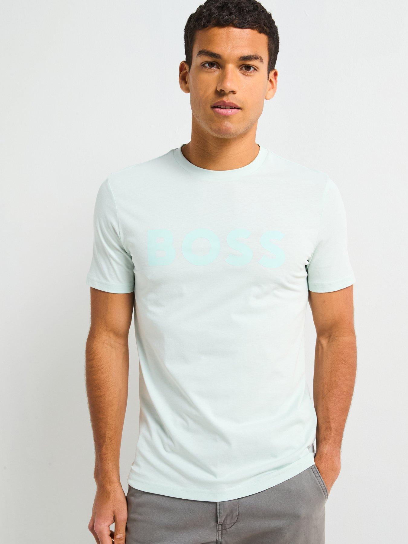 Image 1 of 4 of BOSS Thinking 1 Regular Fit Large Logo T-Shirt - Blue
