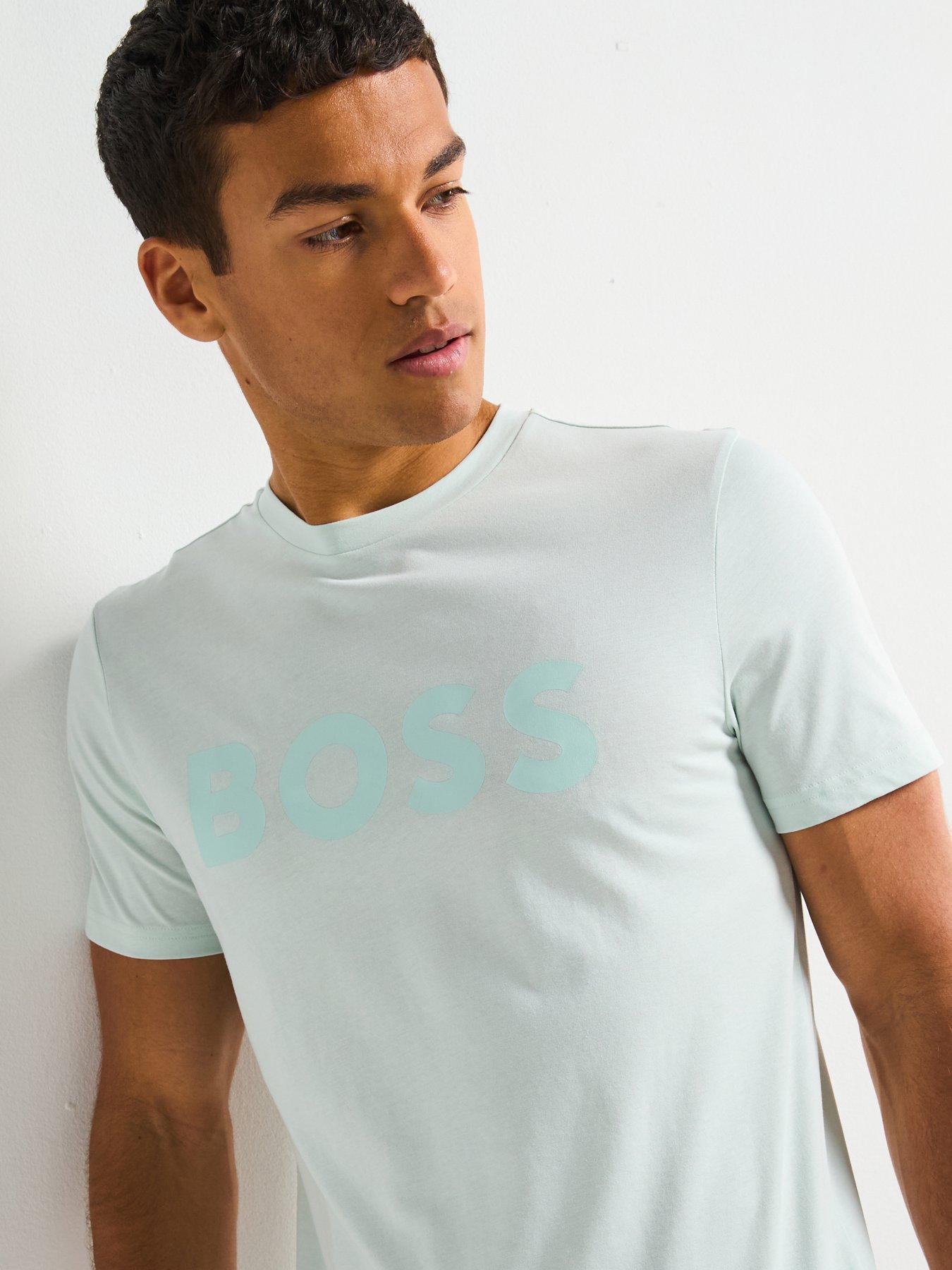 Image 4 of 4 of BOSS Thinking 1 Regular Fit Large Logo T-Shirt - Blue