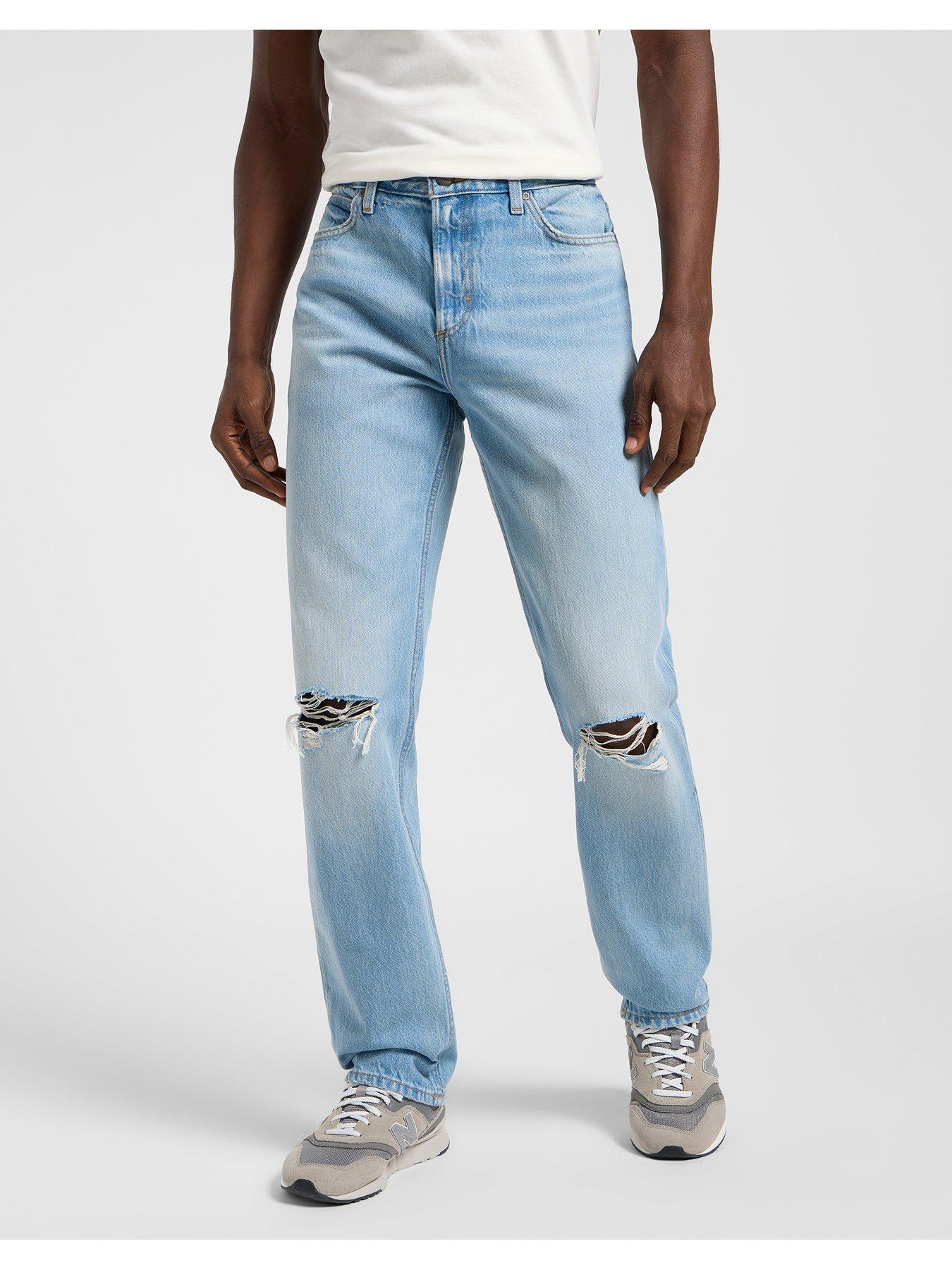 Image 3 of 5 of Lee West Regular Straight Ripped Jeans - Light Blue