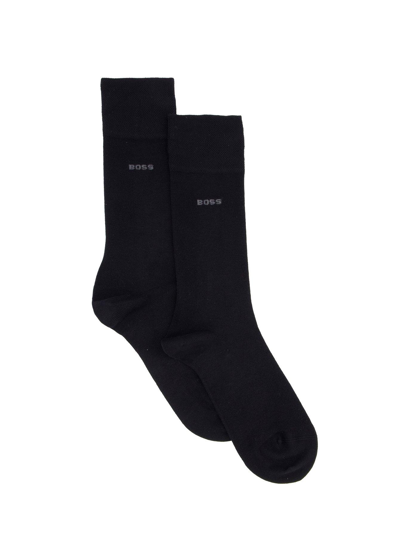 BOSS 2 Pack Bamboo Crew Socks - Black