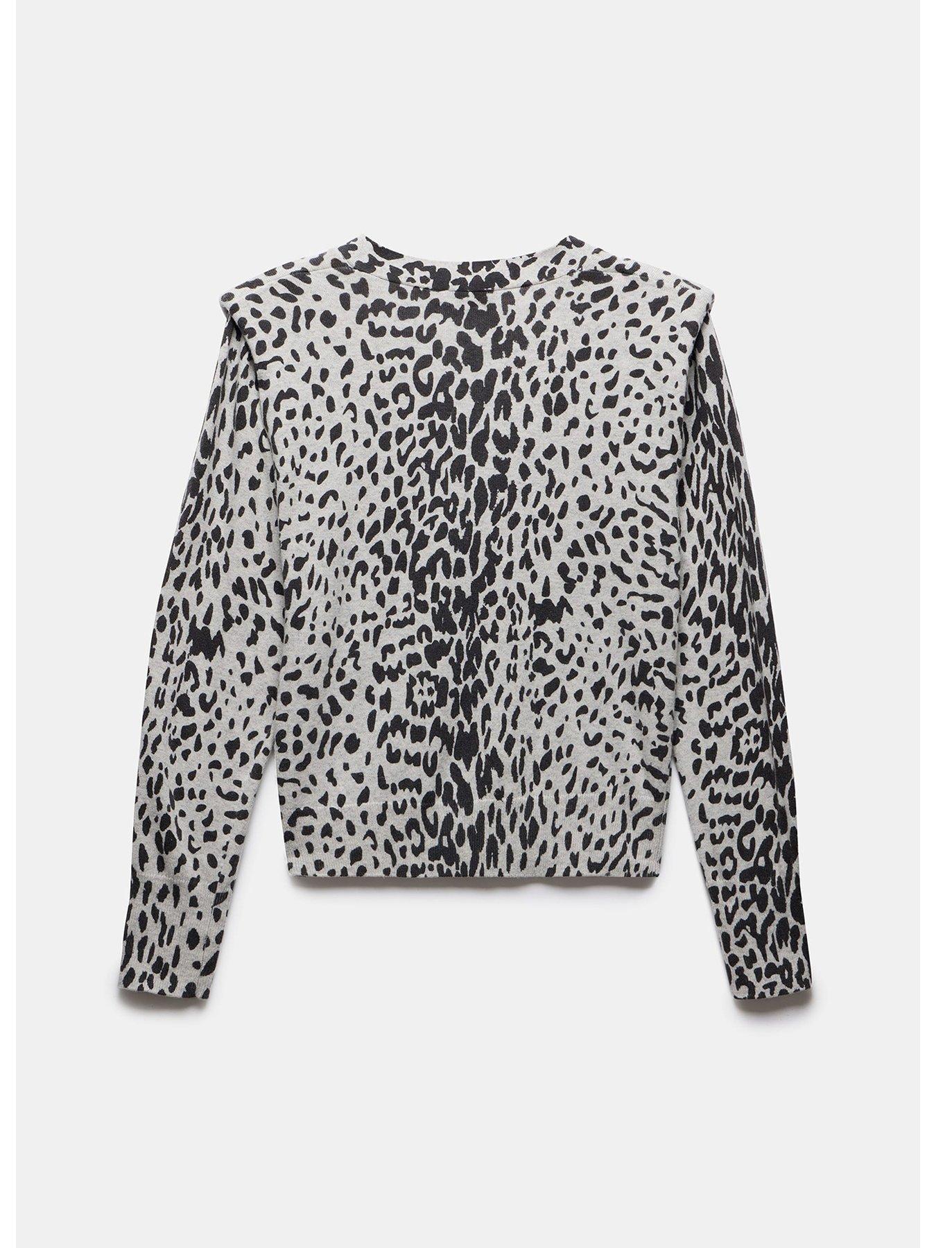 Image 6 of 6 of Mint Velvet Animal Print V-Neck Cardigan - Grey