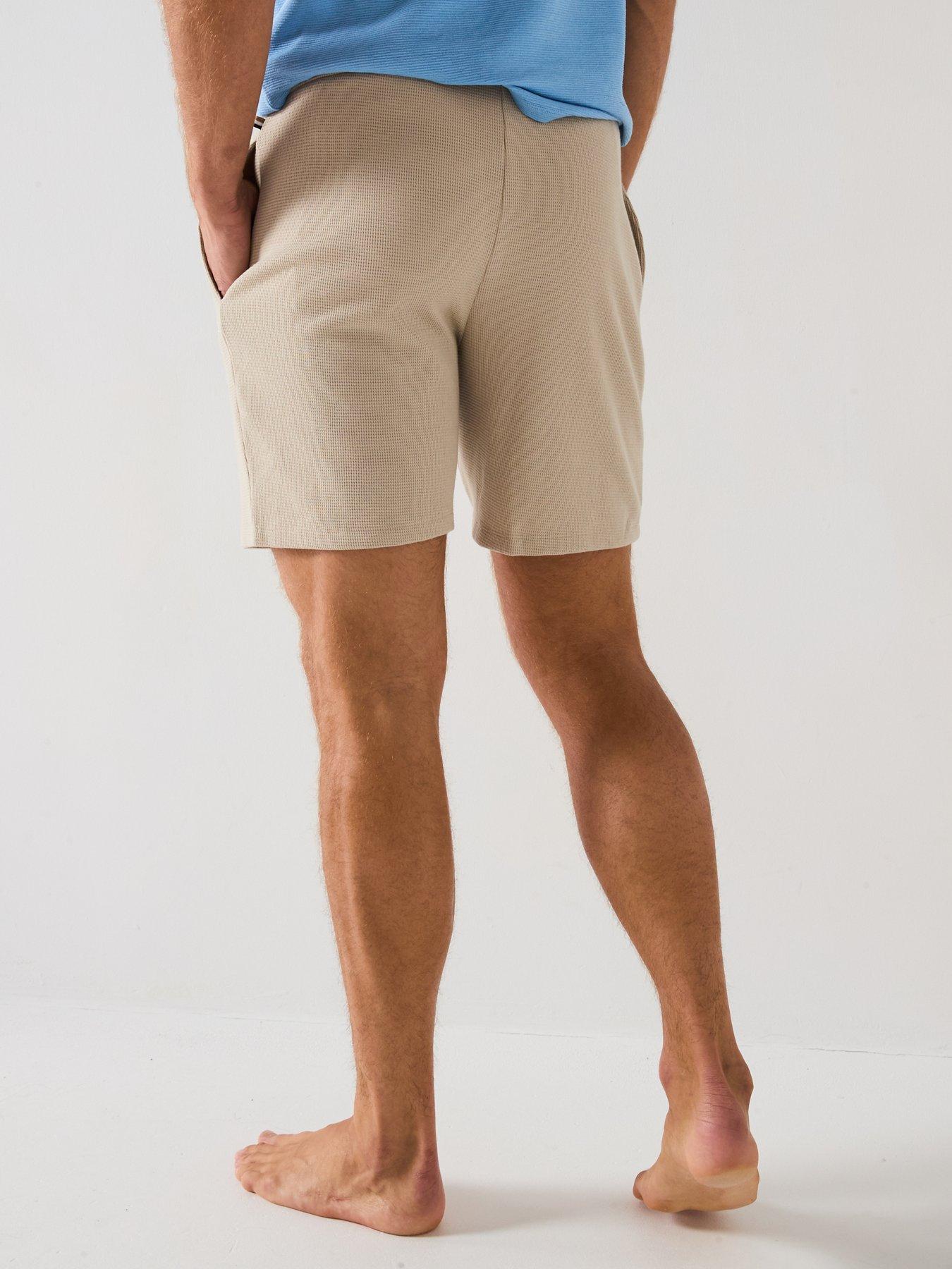 Image 2 of 6 of BOSS Waffle Loungewear Shorts - Light Beige