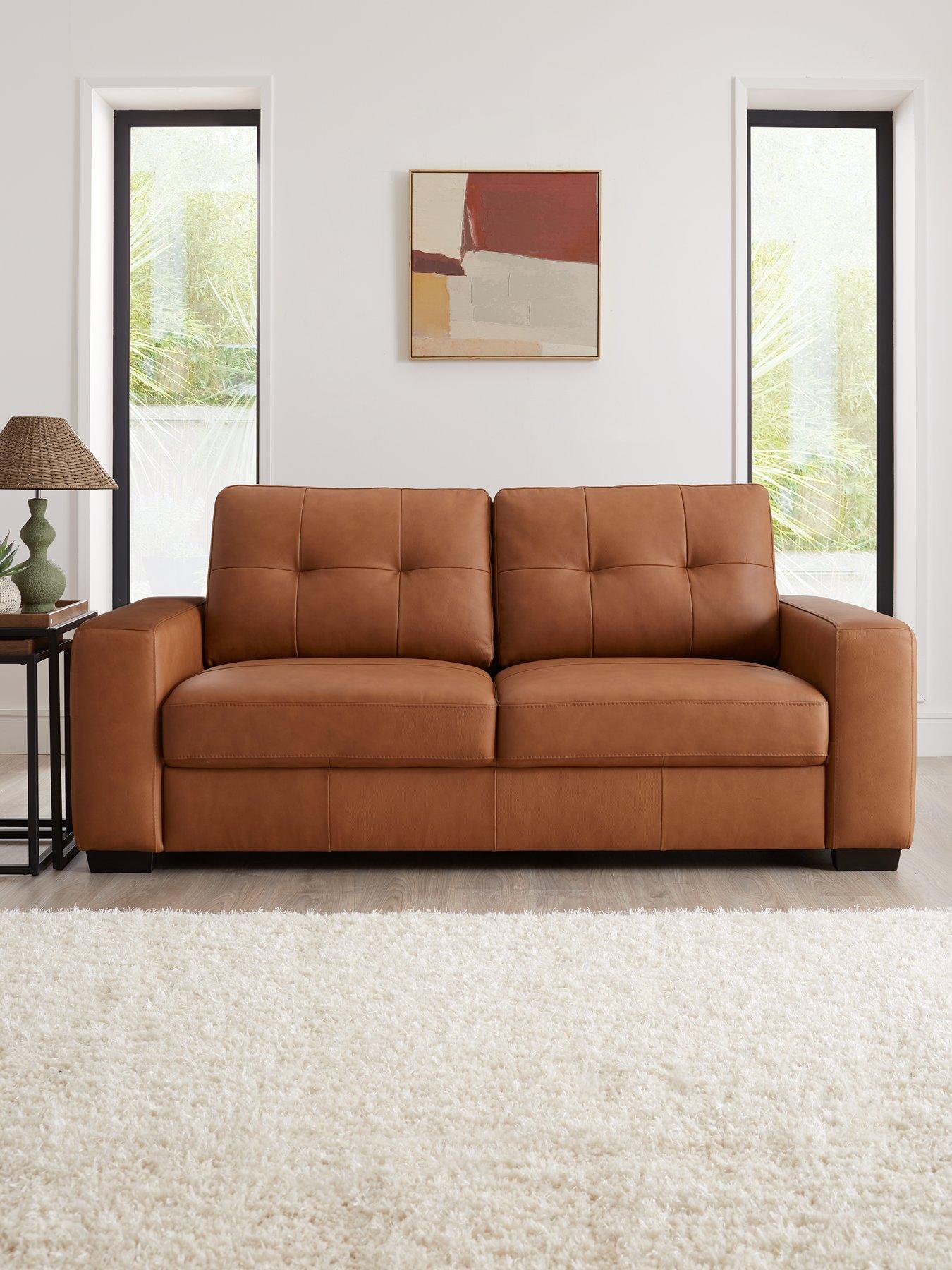 Very Home Miller 3 Seater Standard Back Leather Sofa