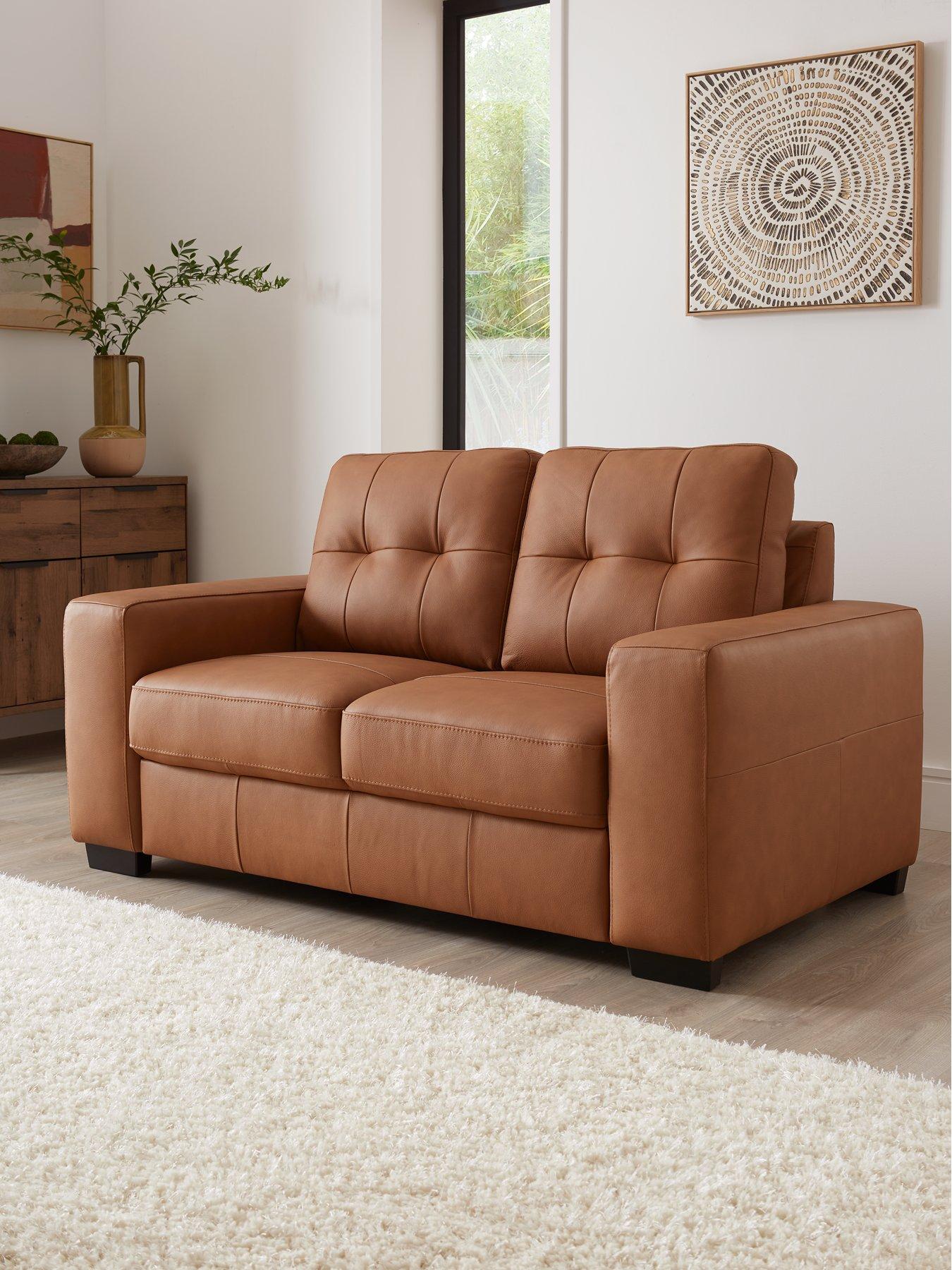 Very Home Miller 2 Seater Standard Back Leather Sofa