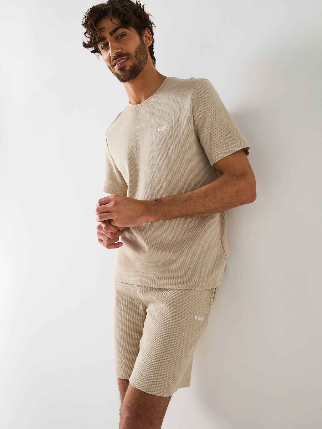 Image 1 of 5 of BOSS Waffle Loungewear T-Shirt- Light Beige