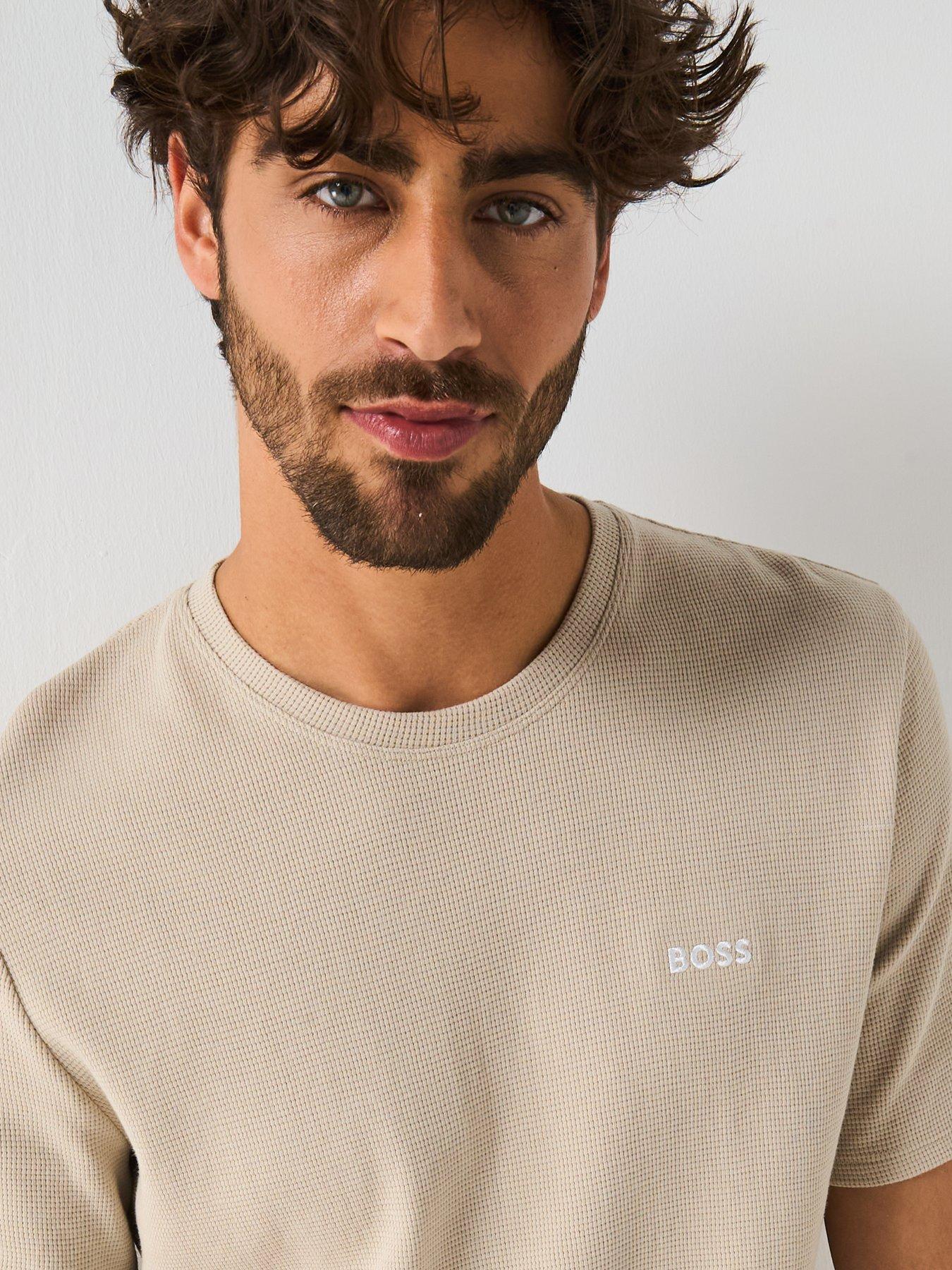 Image 4 of 5 of BOSS Waffle Loungewear T-Shirt- Light Beige