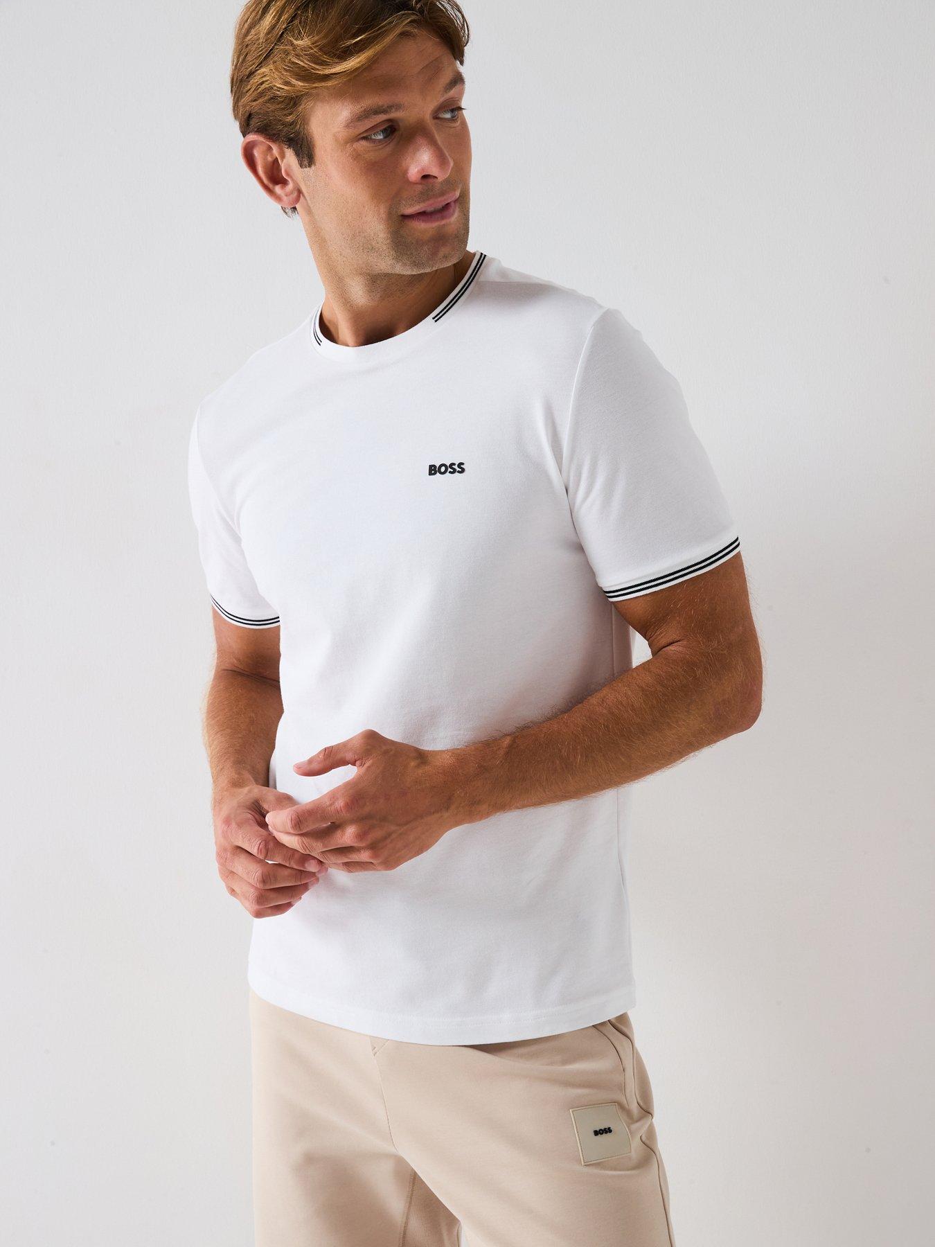 Image 1 of 6 of BOSS Taul Regular Fit Stretch Pique T-Shirt - White