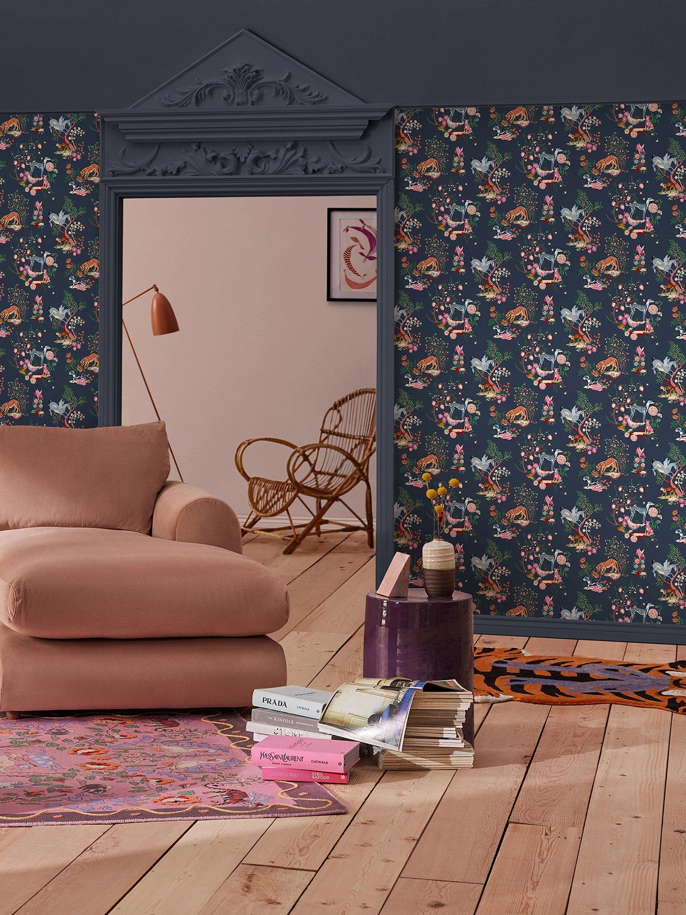 Cath Kidston Painted Kingdom Navy Wallpaper