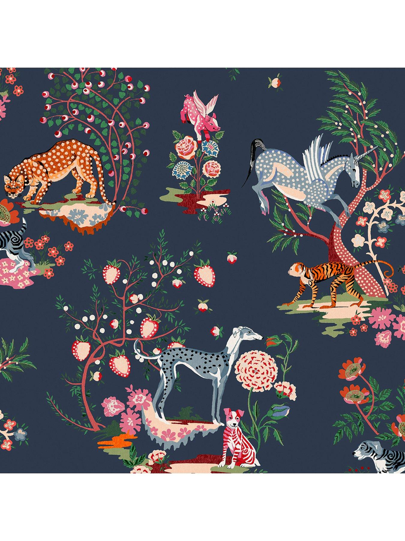 Image 2 of 4 of Cath Kidston Painted Kingdom Navy Wallpaper