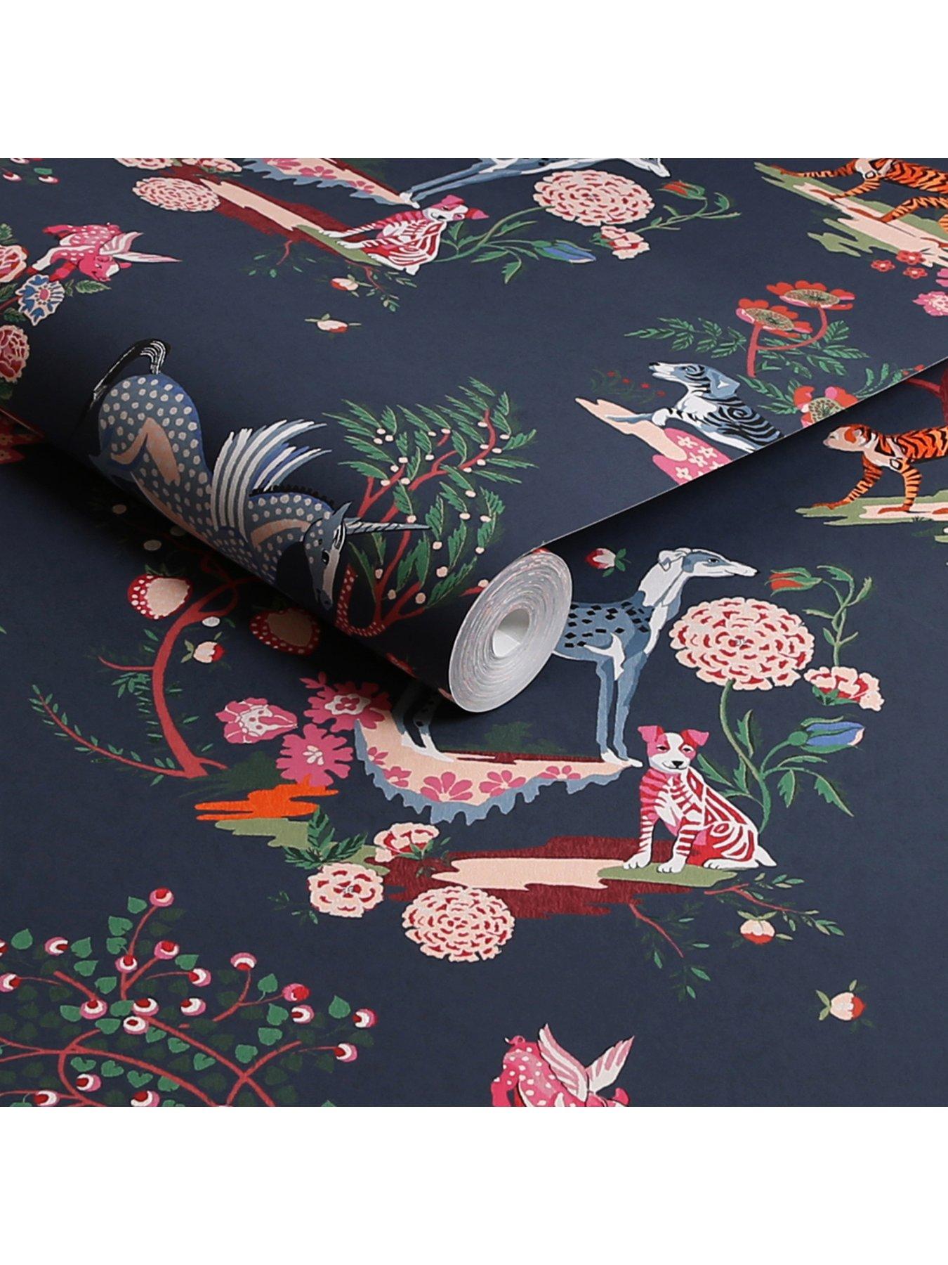 Image 3 of 4 of Cath Kidston Painted Kingdom Navy Wallpaper