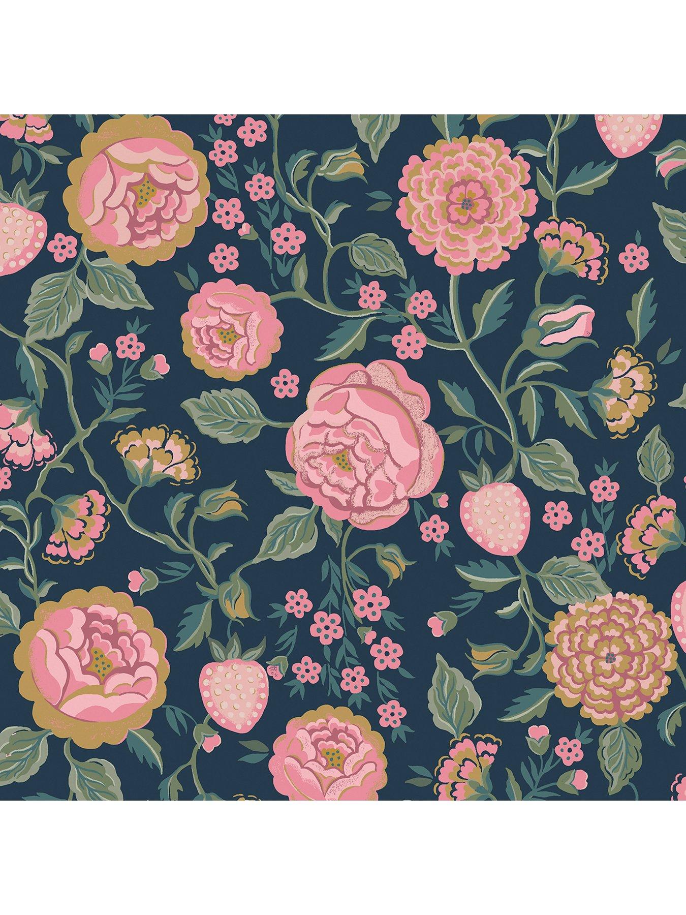 cath-kidston-strawberry-garden-navy-wallpaperstillFront