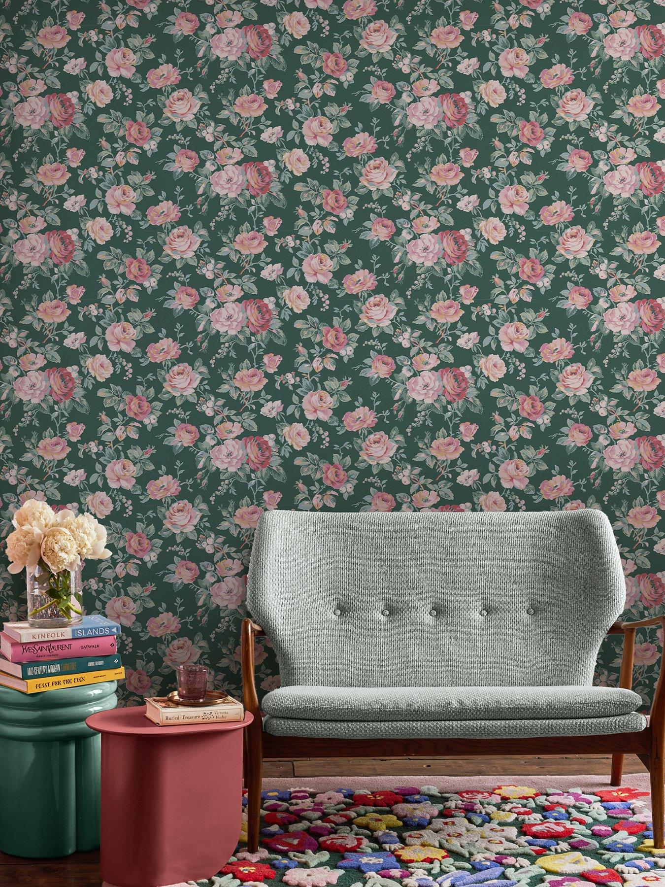 cath-kidston-garden-rose-green-wallpaper