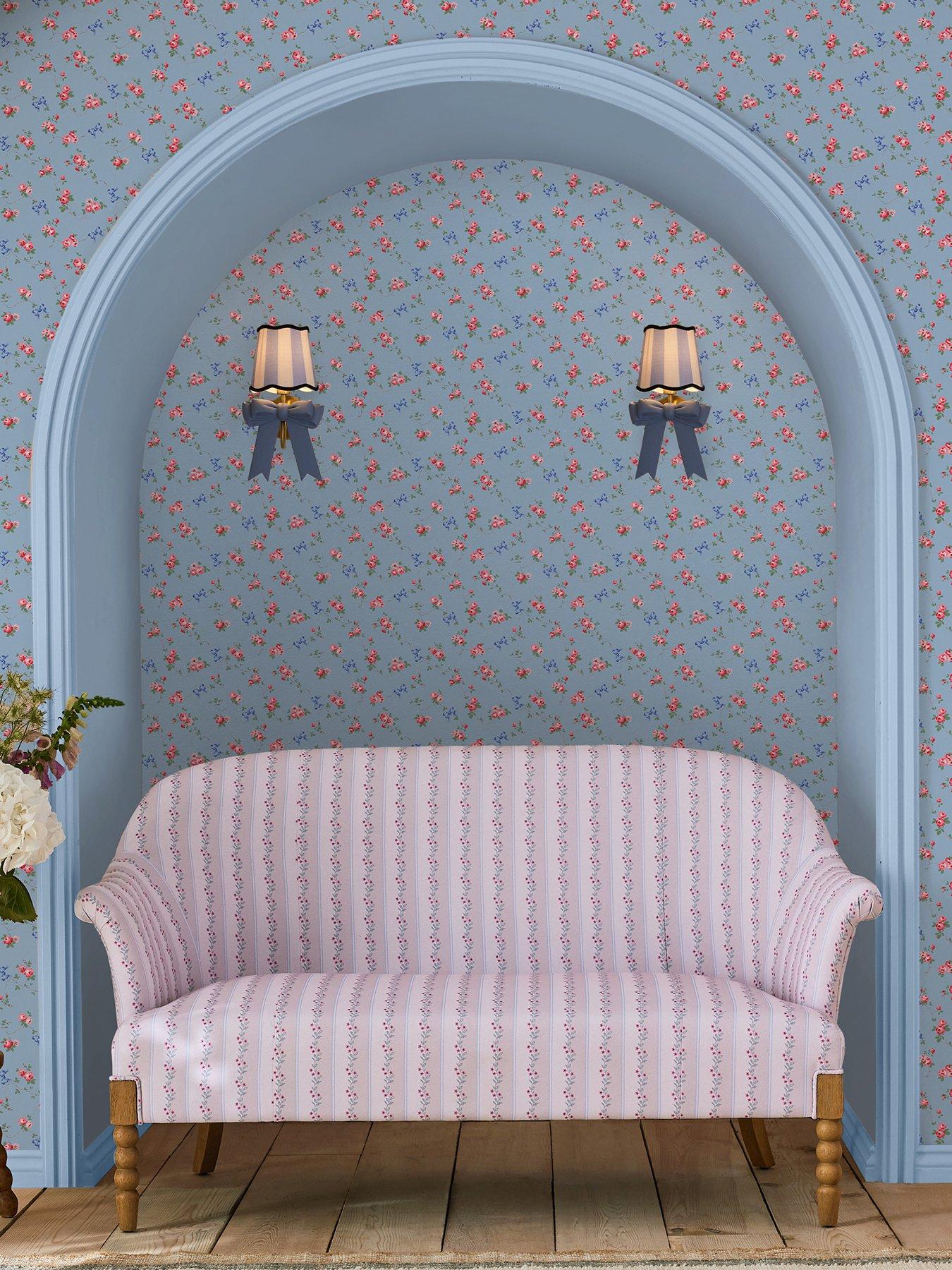 Cath Kidston Rose  &  Bows Blue Wallpaper