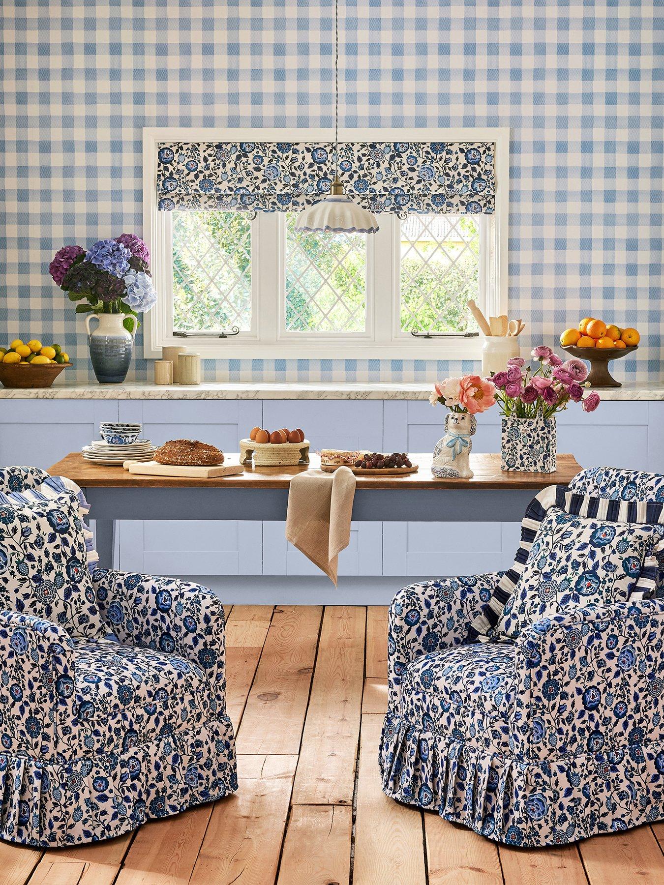 Cath Kidston Painted Gingham Blue Wallpaper