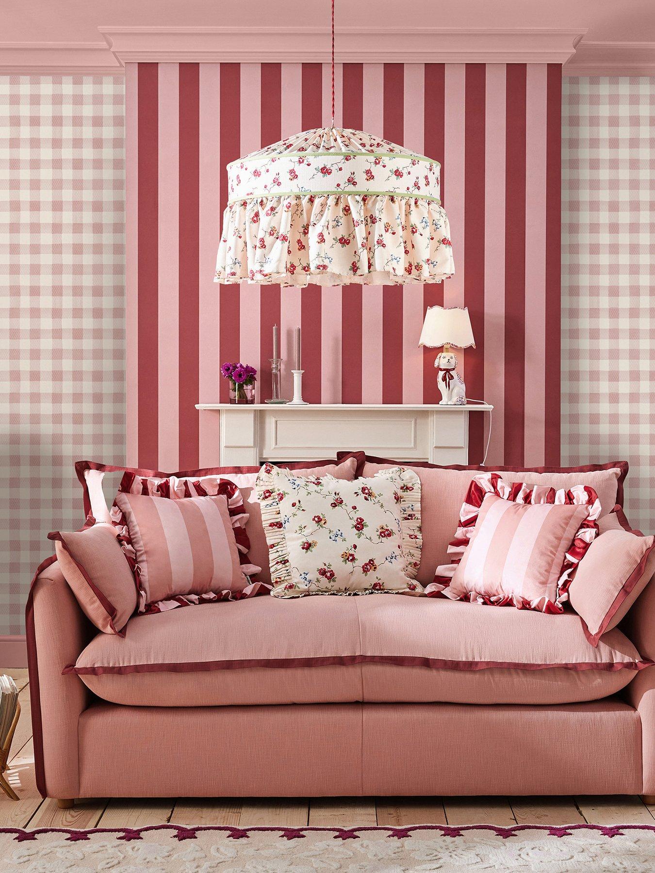 undefined Painted Gingham Pink Wallpaper