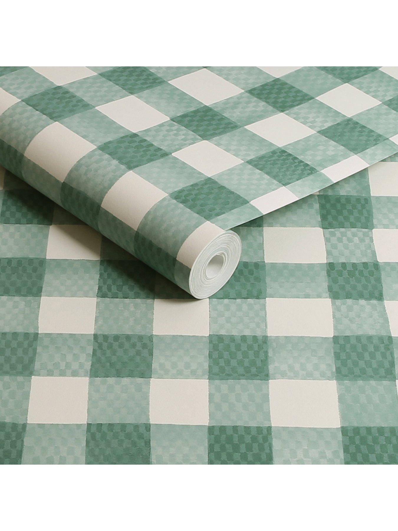 Image 3 of 4 of Cath Kidston Painted Gingham Green Wallpaper