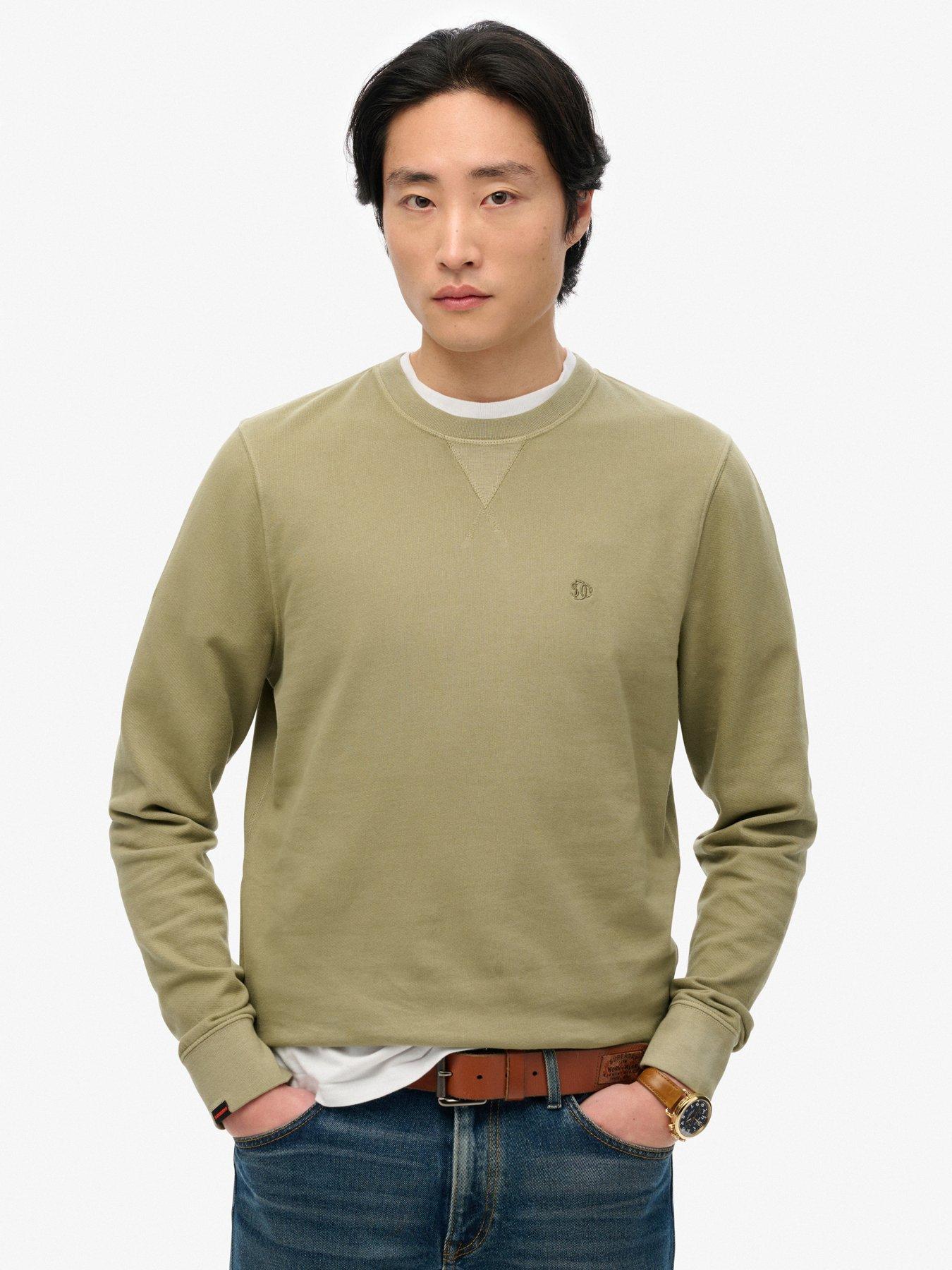 Image 1 of 6 of Superdry Classic Essential Crew Sweat Top- Light Khaki