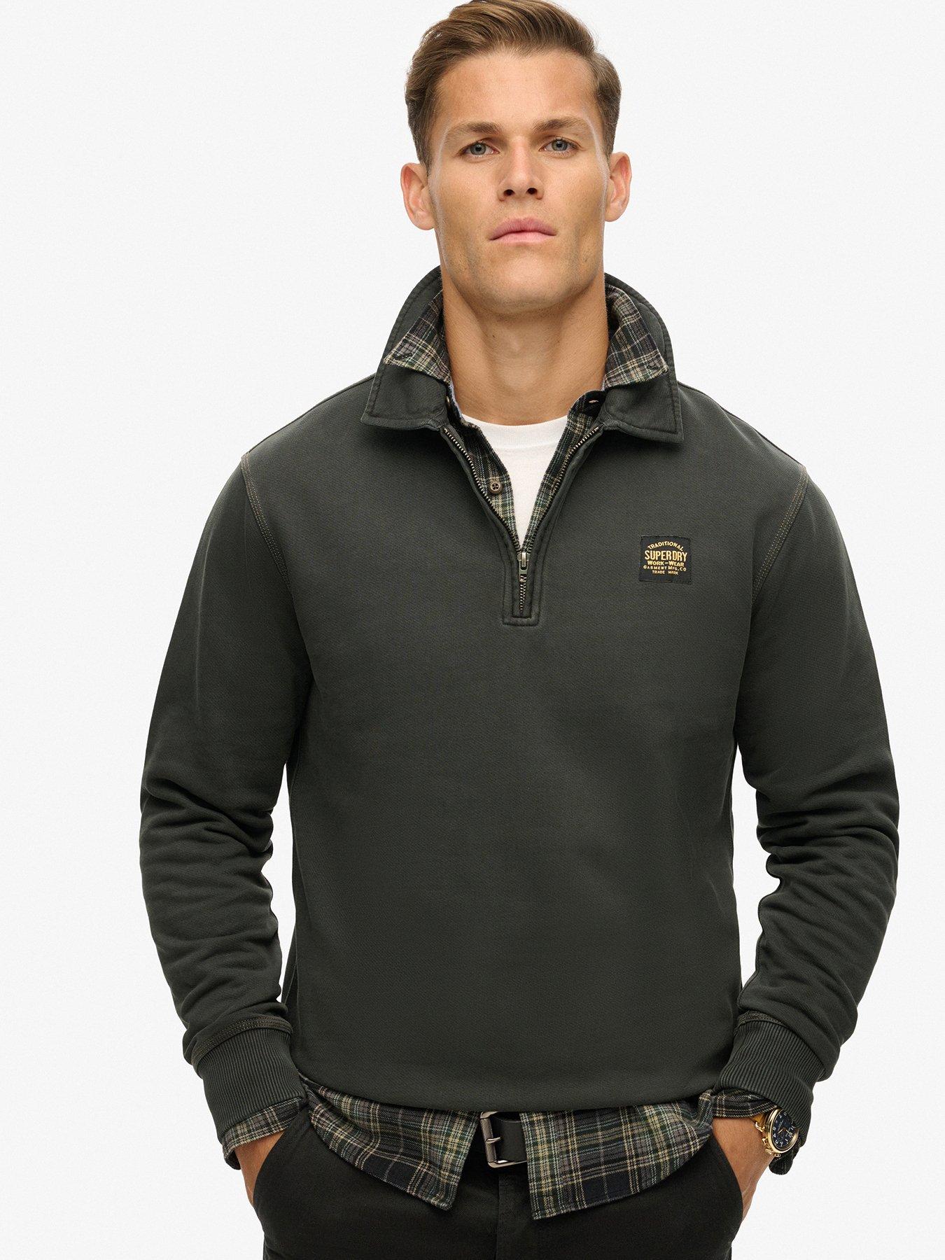 undefined Superdry Contrast Stitch Half Zip Sweat Top-Black