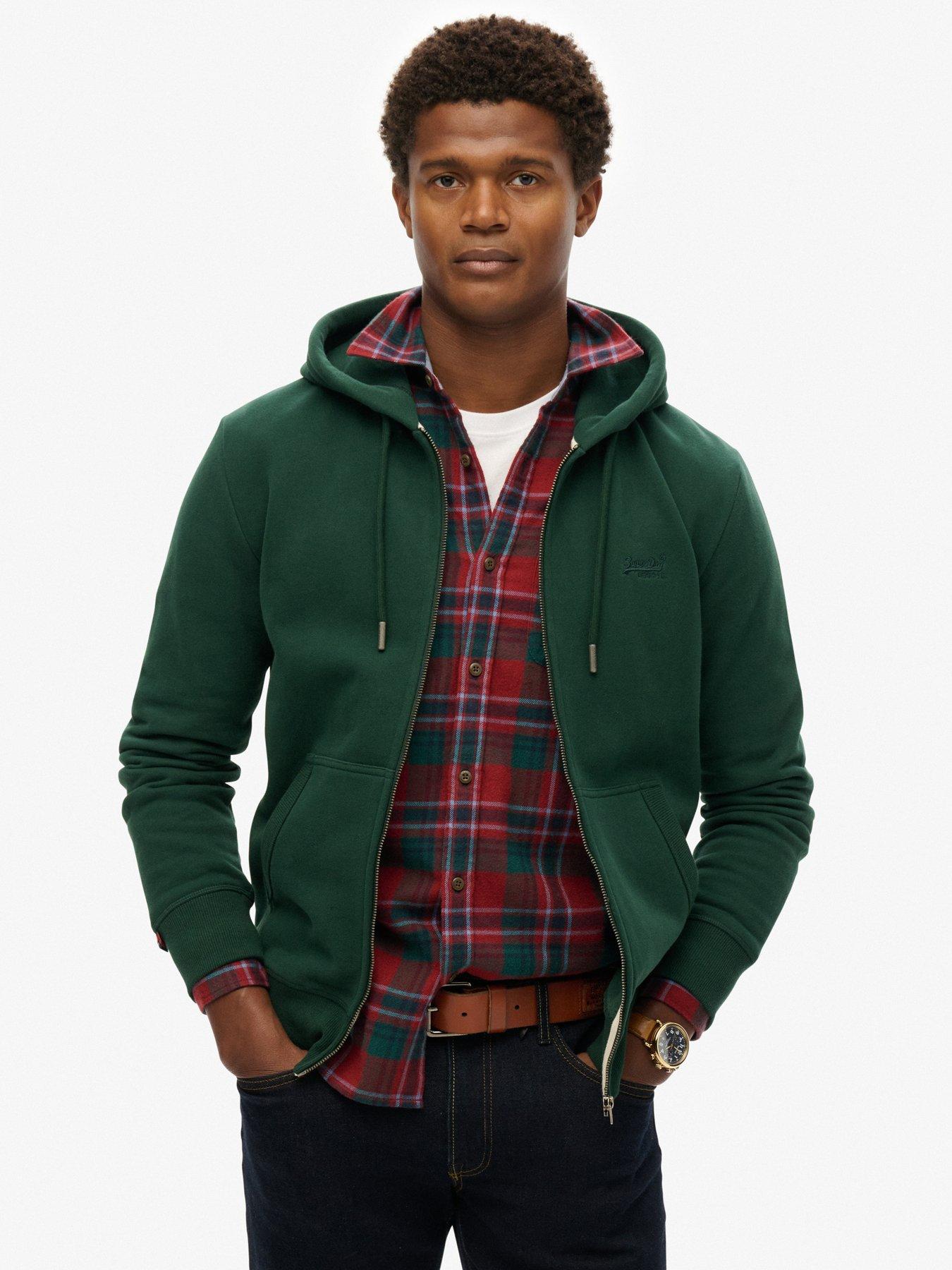 Image 1 of 6 of Superdry Superdry Essential Logo Zip Hoodie-Dark Green