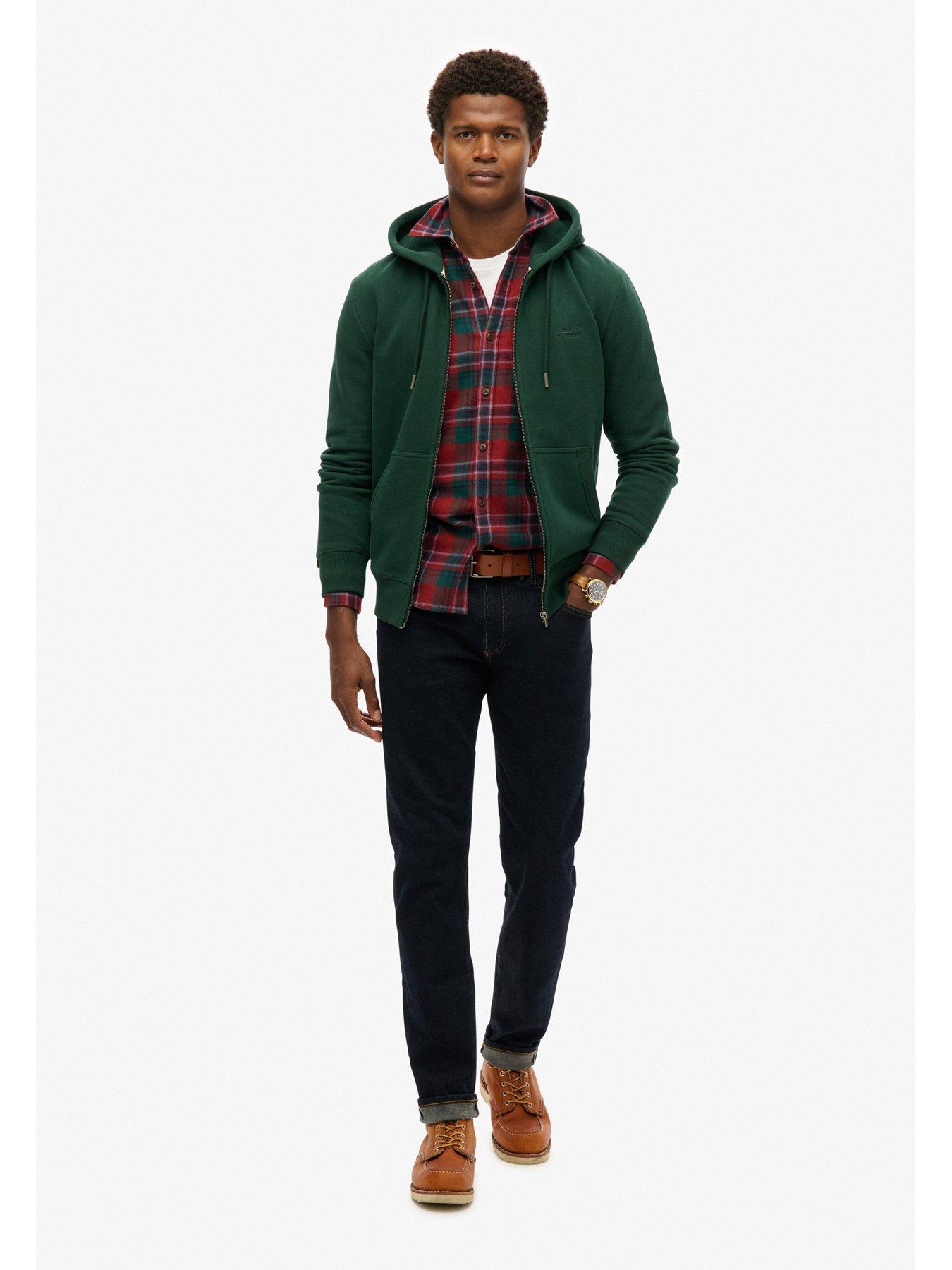 Image 3 of 6 of Superdry Superdry Essential Logo Zip Hoodie-Dark Green