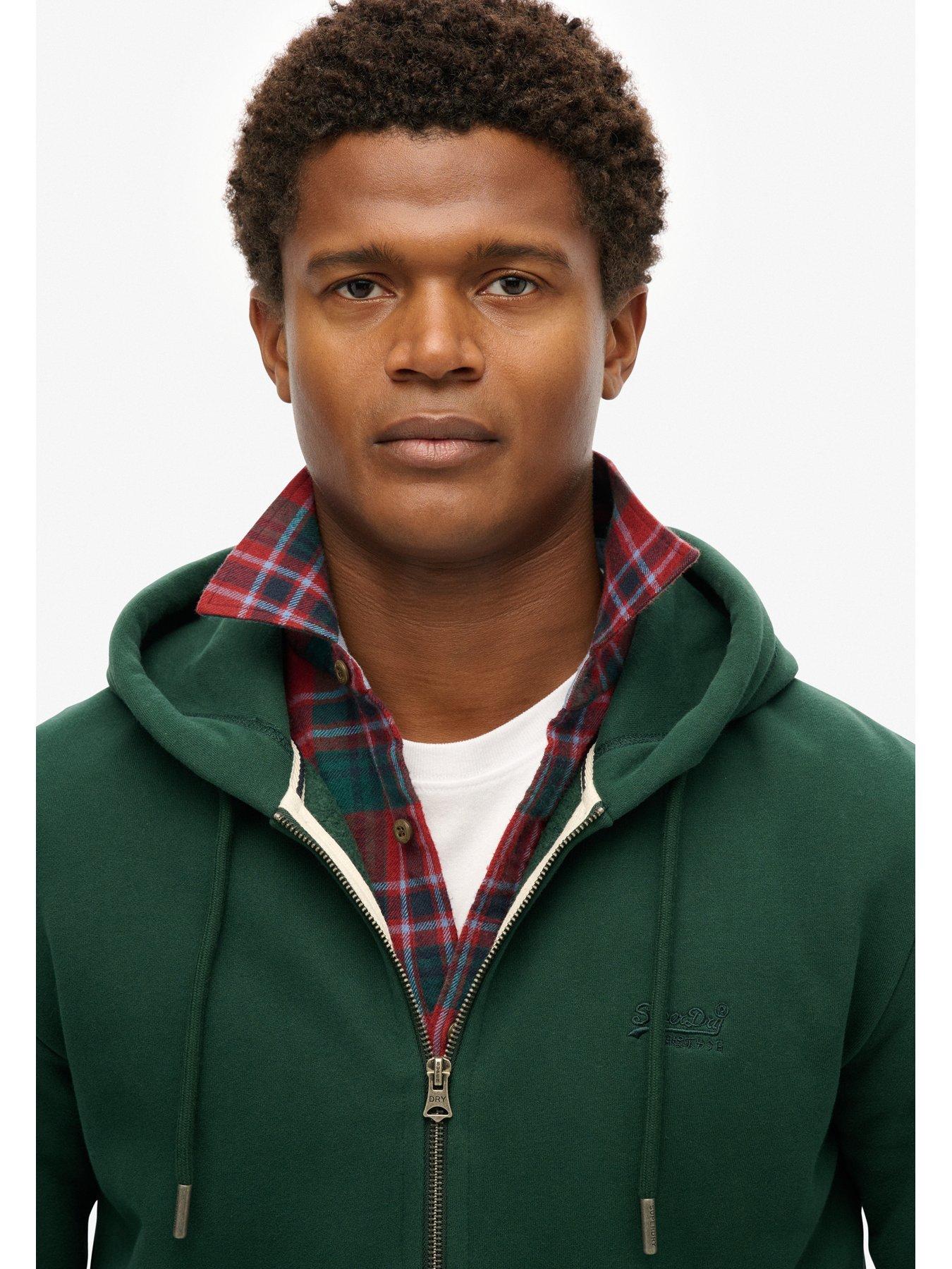 Image 4 of 6 of Superdry Superdry Essential Logo Zip Hoodie-Dark Green