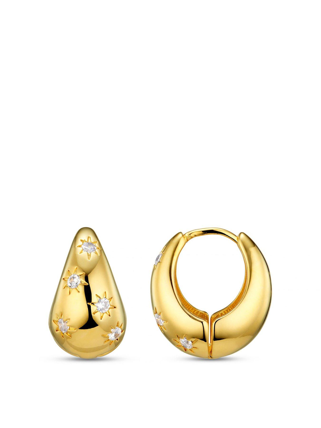 Orelia Tapered Crystal Starburst Hoop Earrings