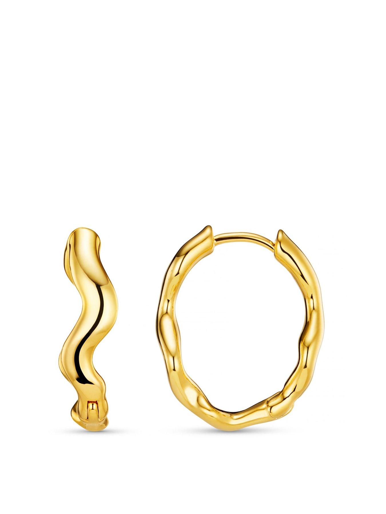 Image 1 of 2 of Orelia Wave Oval Hoop Earrings