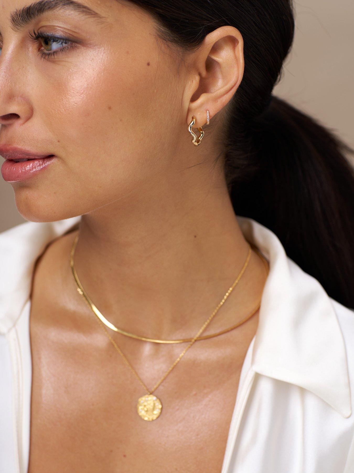 Image 2 of 2 of Orelia Wave Oval Hoop Earrings