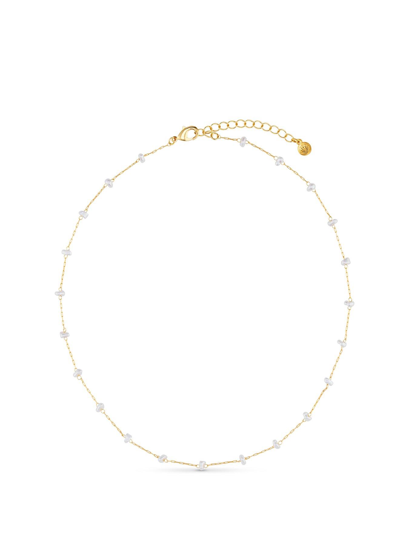 Orelia Pearl Stationed Chain Necklace
