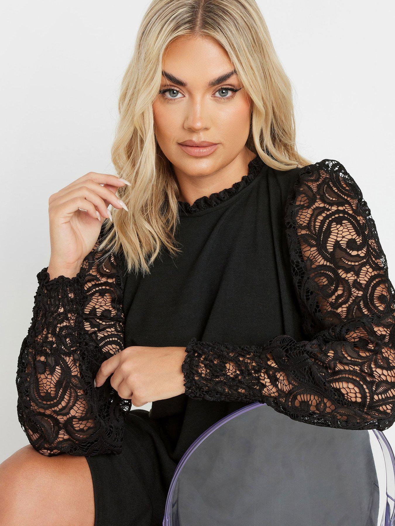 yours-curve-lace-sleeve-dress-blackoutfit