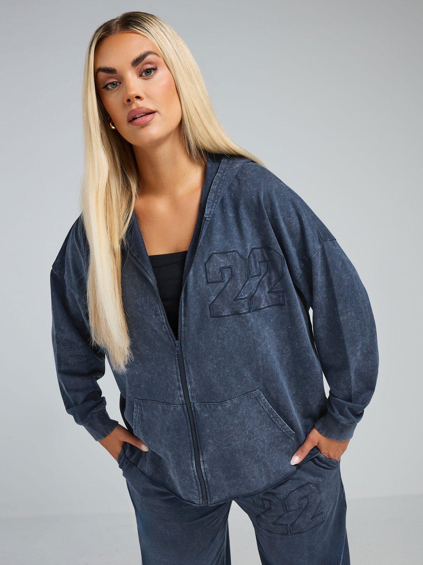 yours-curve-acid-wash-zipped-hoodie-bluefront