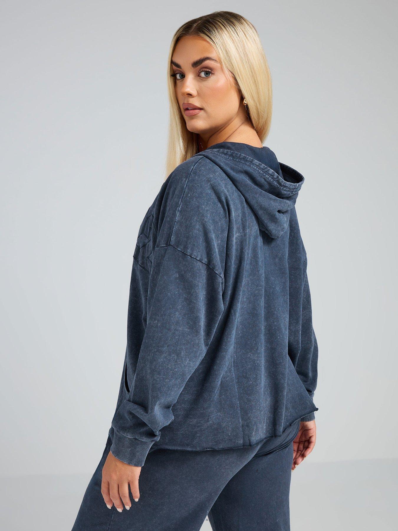 yours-curve-acid-wash-zipped-hoodie-bluestillFront