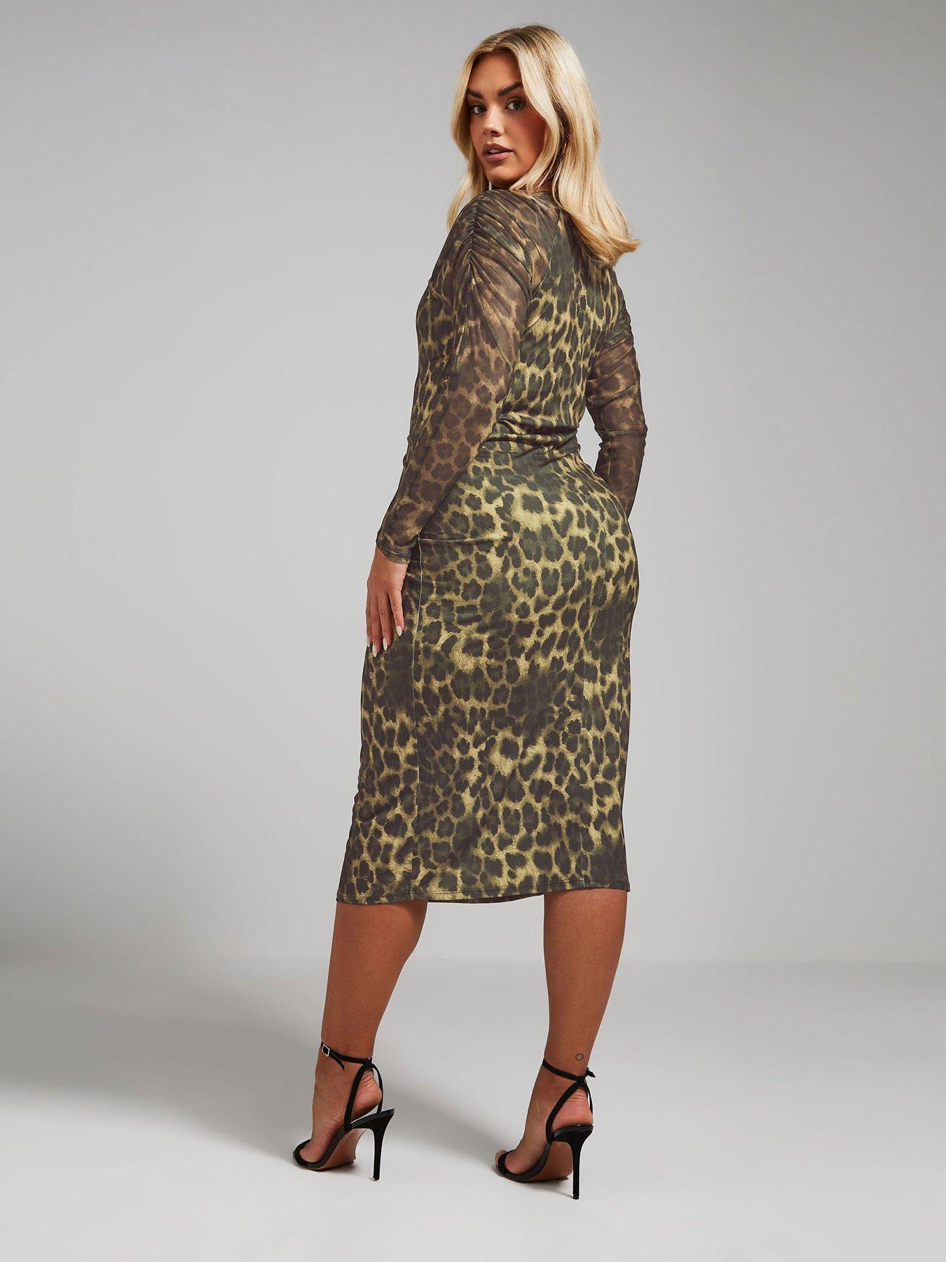 yours-curve-ruched-sleeve-leopard-dressstillFront