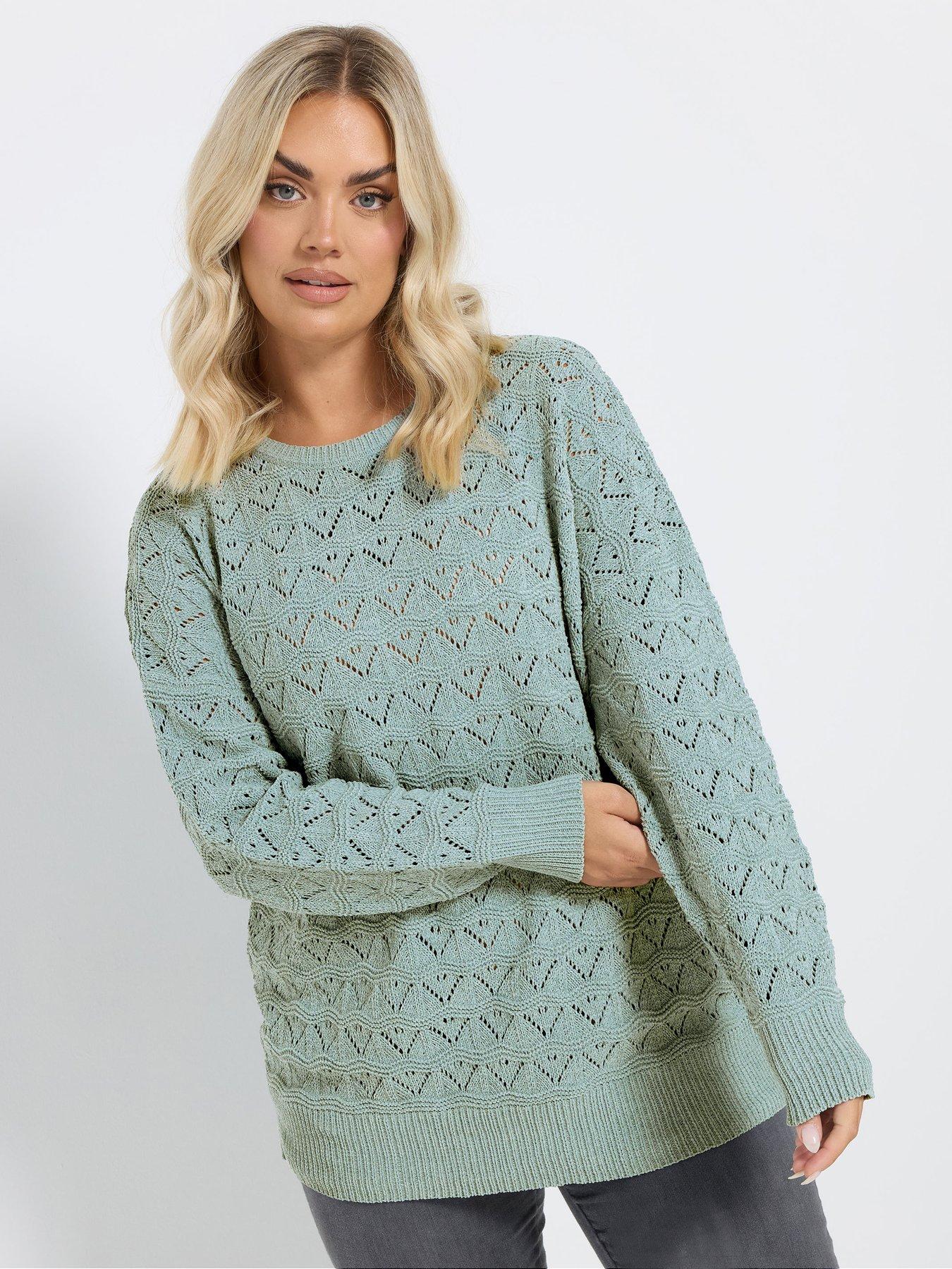 yours-curve-pointelle-chenille-jumper-bluefront